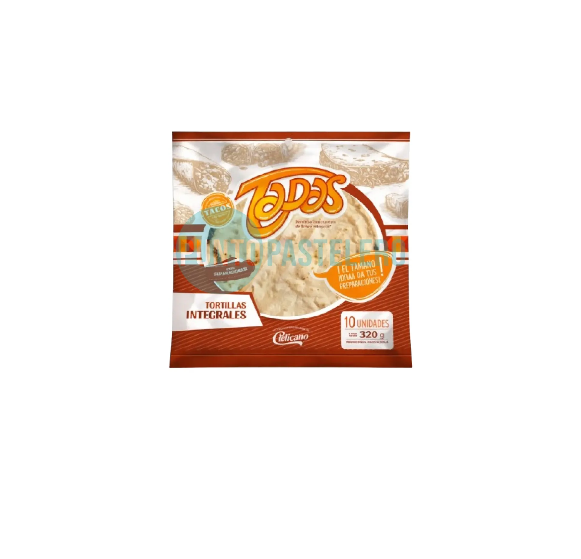 TAPAS PARA TACOS INTEGRALES PELICANO (X 10 U.) (320 GR.)