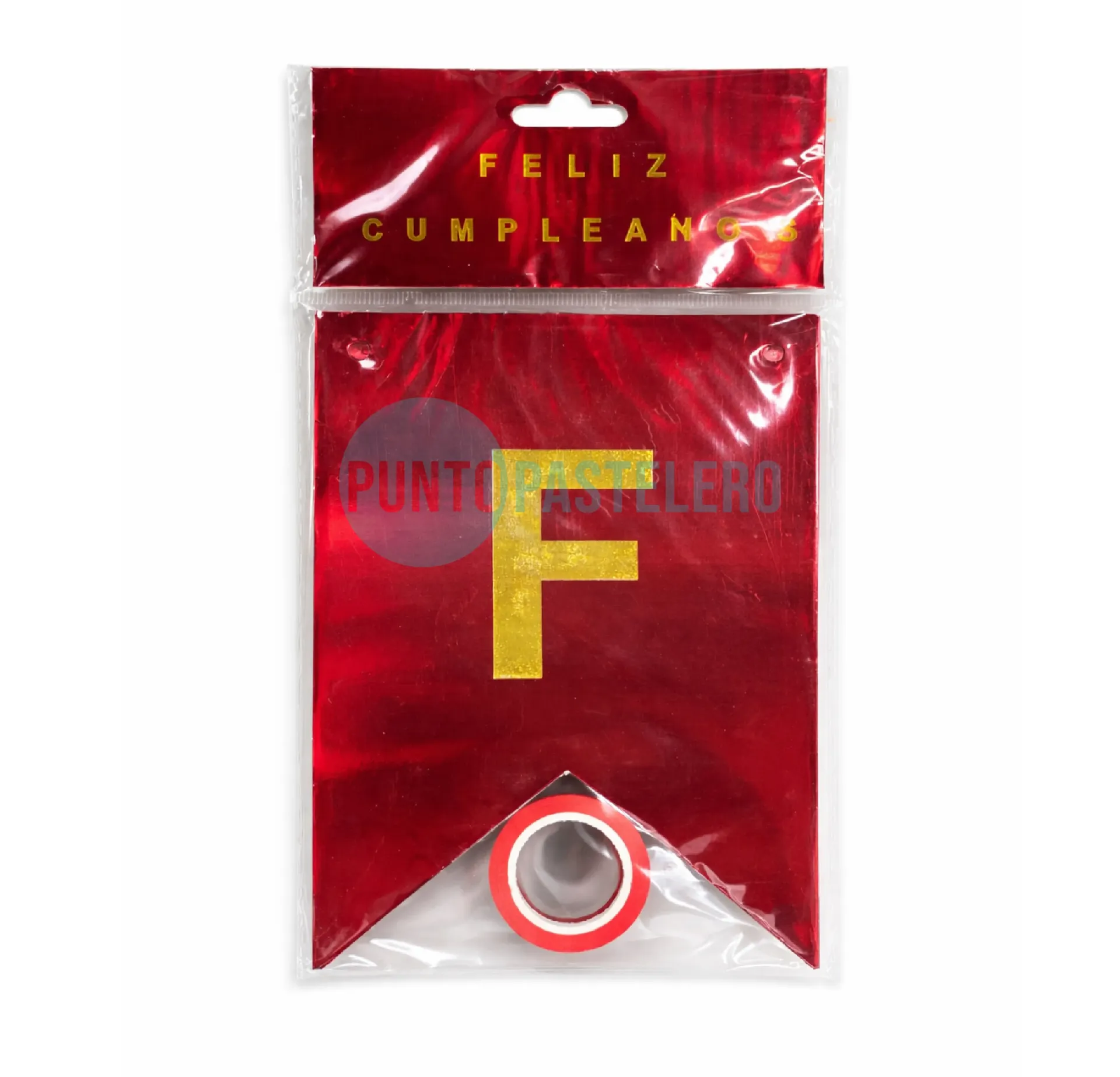 [BMER] BANDERIN FELIZ CUMPLEAÑOS METALIZADO ROJO