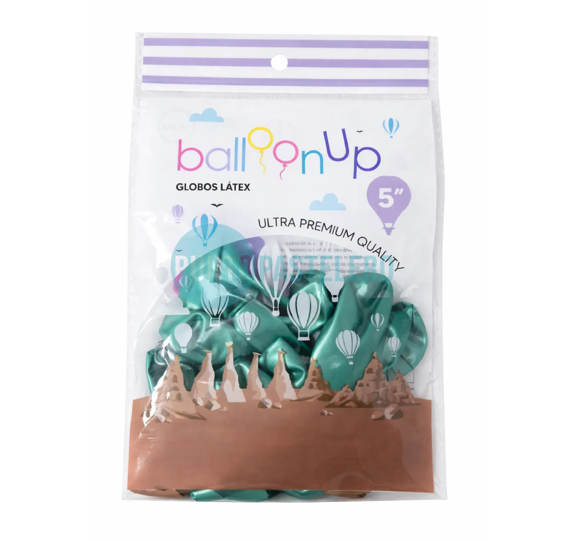 PACK GLOBO CROMO VERDE 5" (X 10 U.)