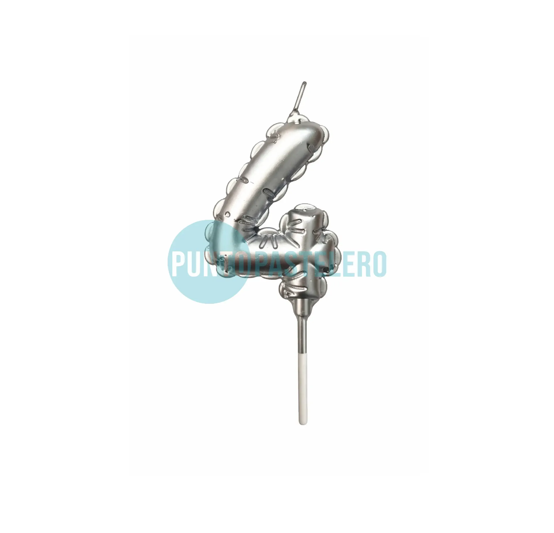 [09434] VELA GLOBITO METALIZADO PLATEADO N° 4