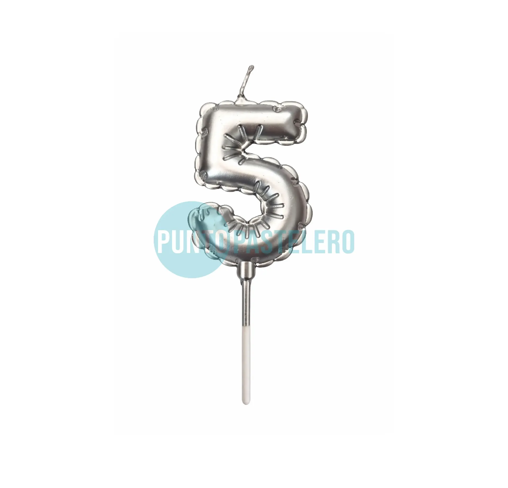 VELA GLOBITO METALIZADO PLATEADO N° 5