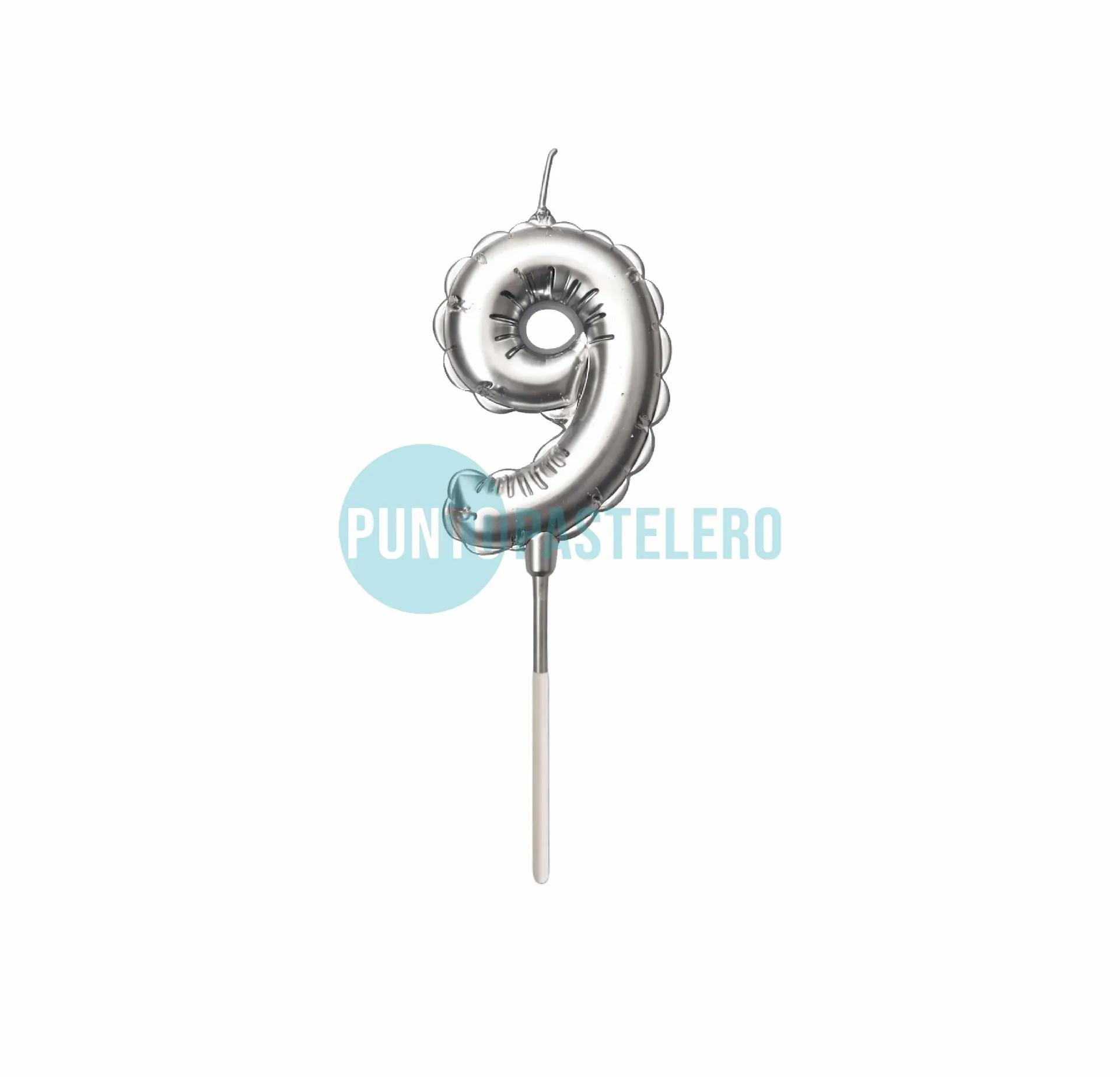 VELA GLOBITO METALIZADO PLATEADO N° 9