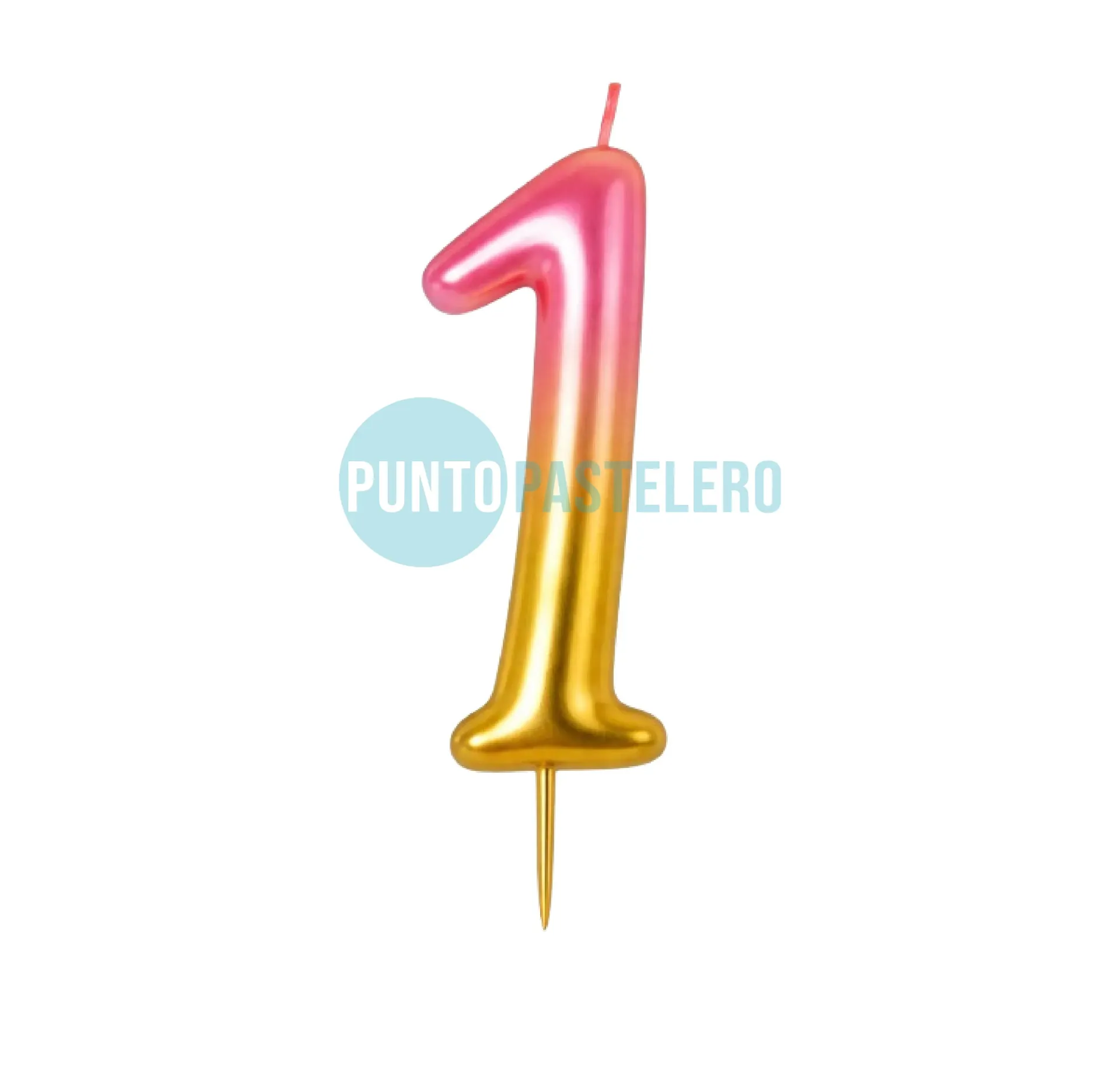 [09461] VELA NUMERO DEGRADE ROSA Y ORO "LONG NUMBER" N° 1