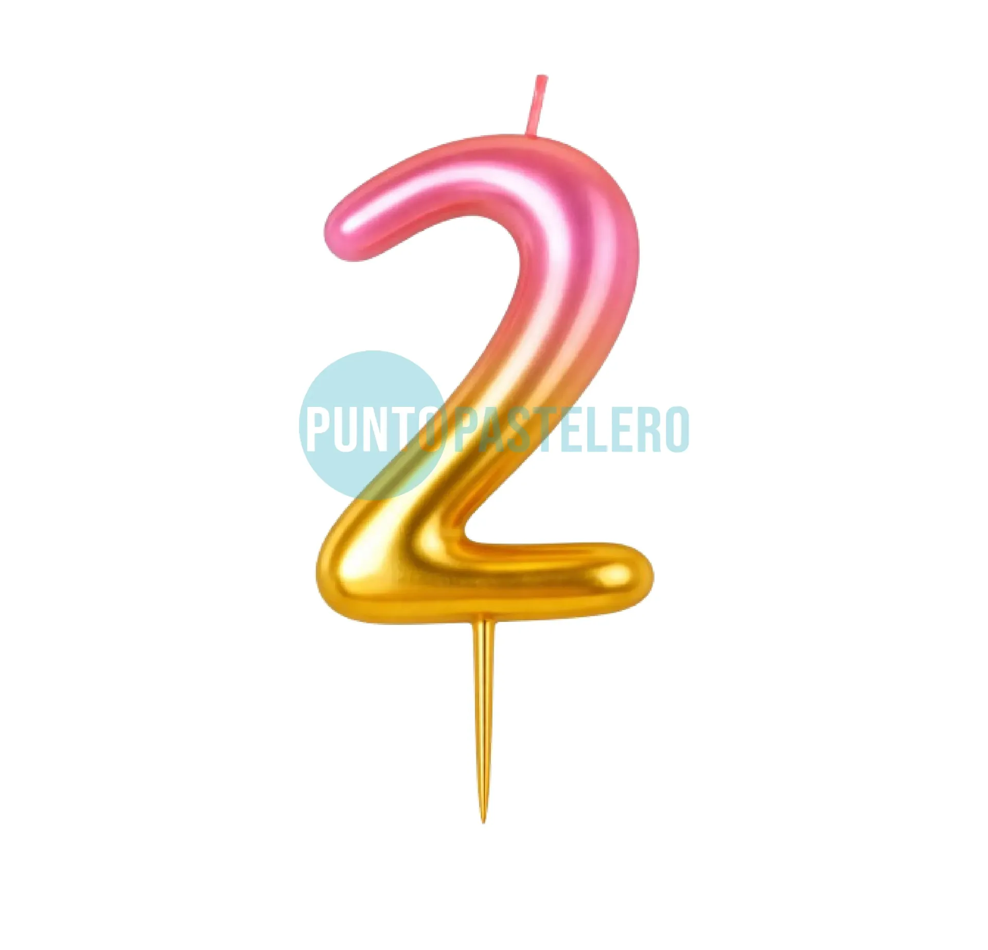VELA NUMERO DEGRADE ROSA Y ORO "LONG NUMBER" N° 2
