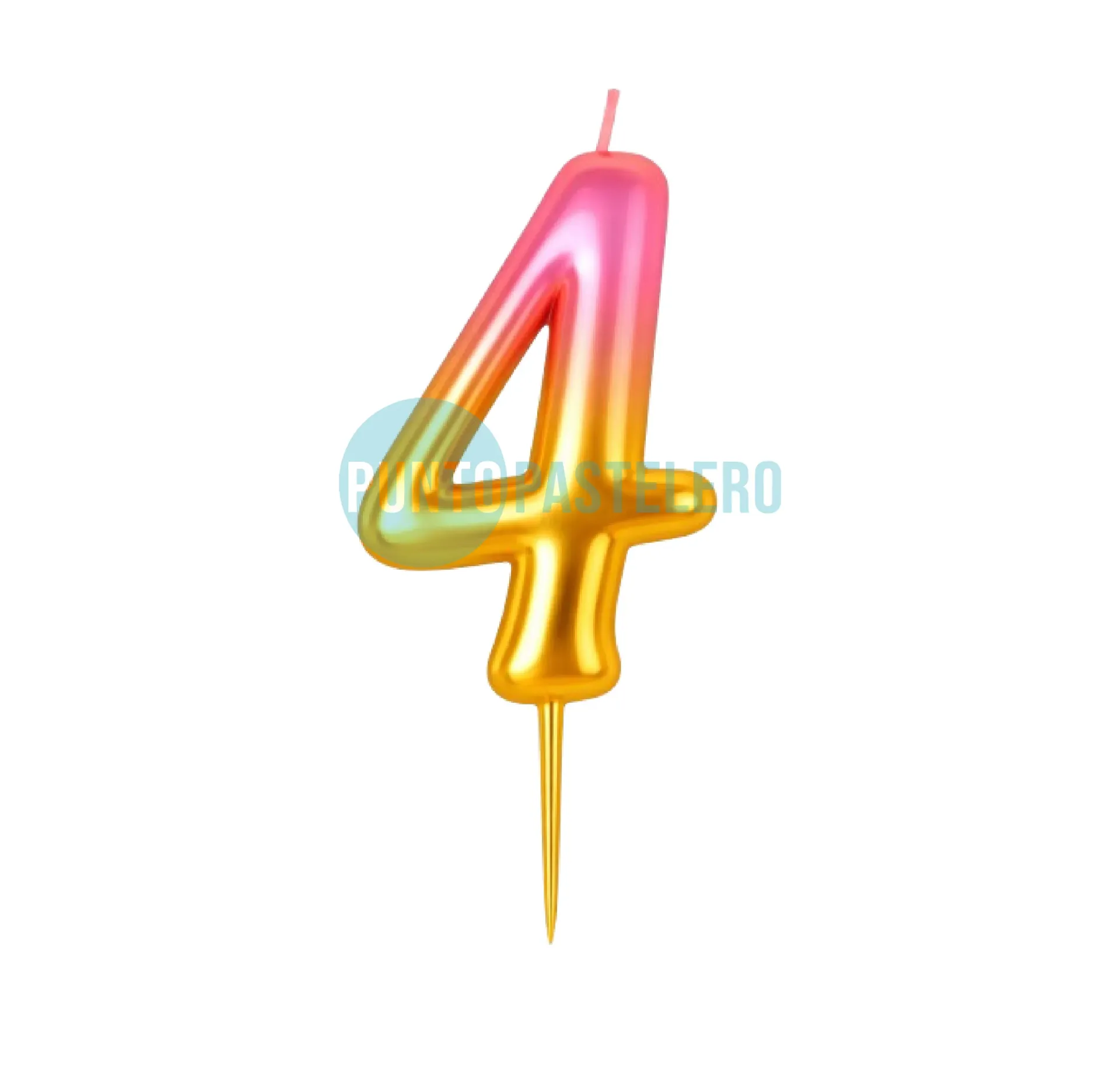 [09464] VELA NUMERO DEGRADE ROSA Y ORO "LONG NUMBER" N° 4