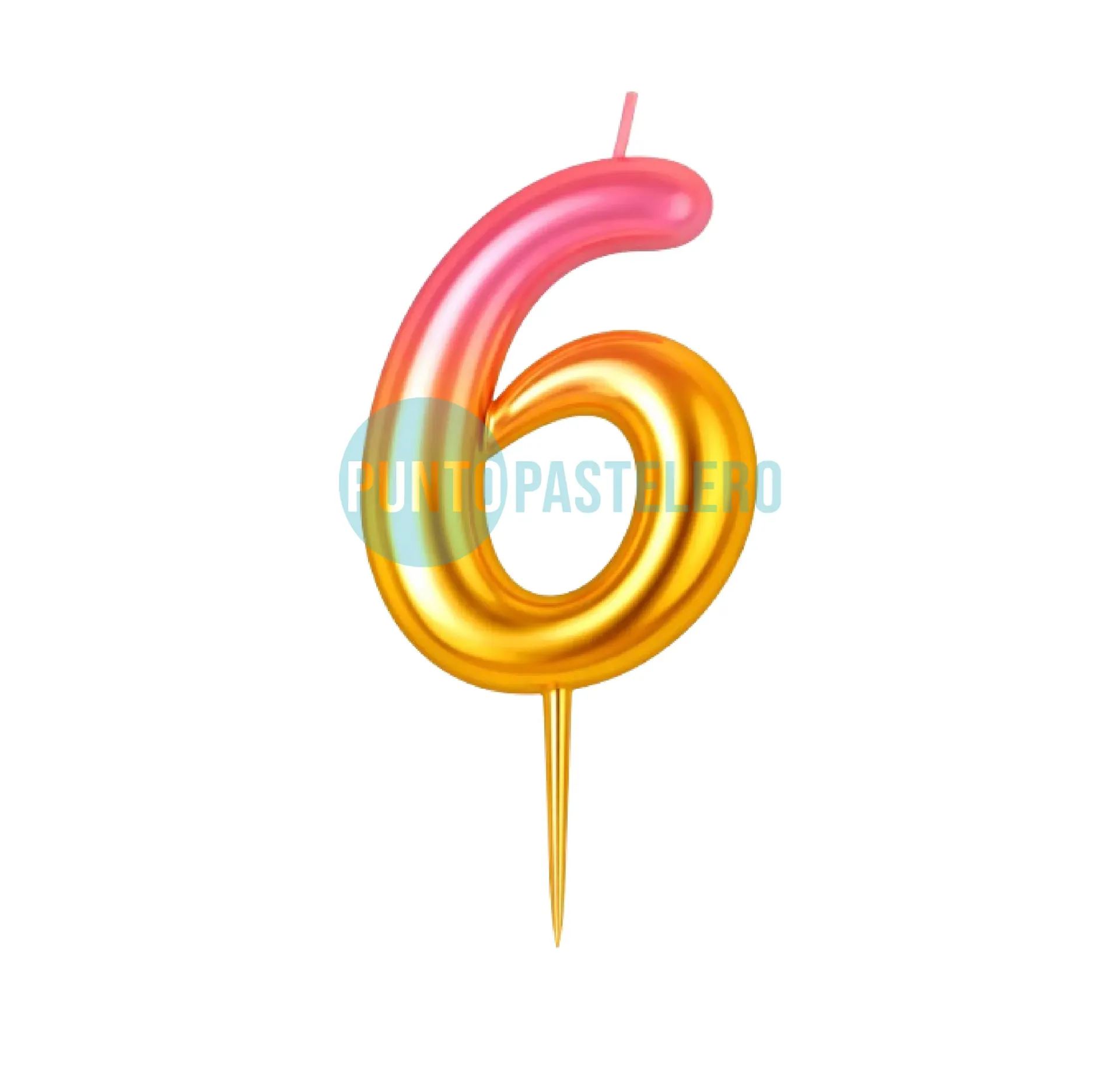 [09466] VELA NUMERO DEGRADE ROSA Y ORO "LONG NUMBER" N° 6