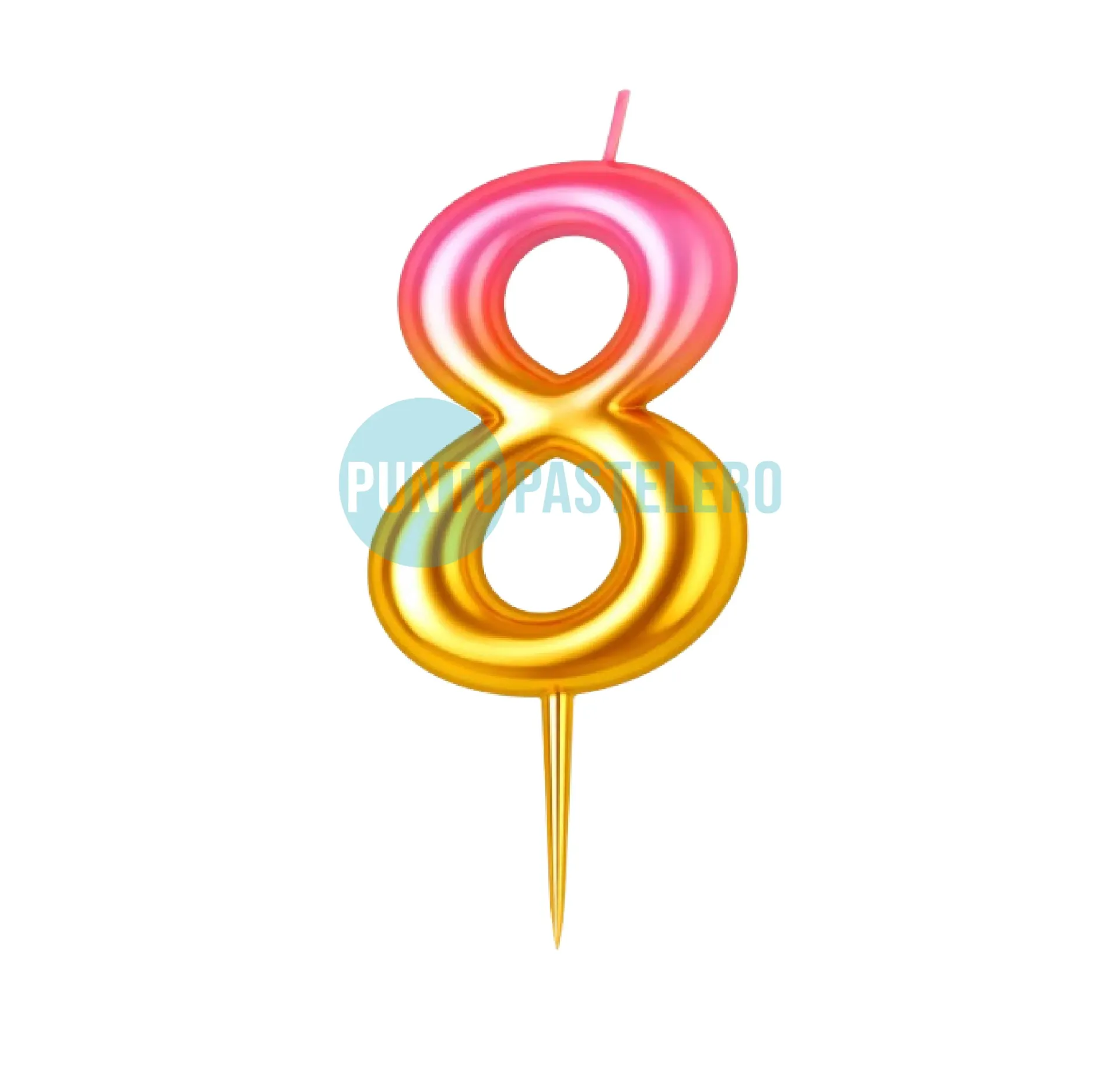 [09468] VELA NUMERO DEGRADE ROSA Y ORO "LONG NUMBER" N° 8