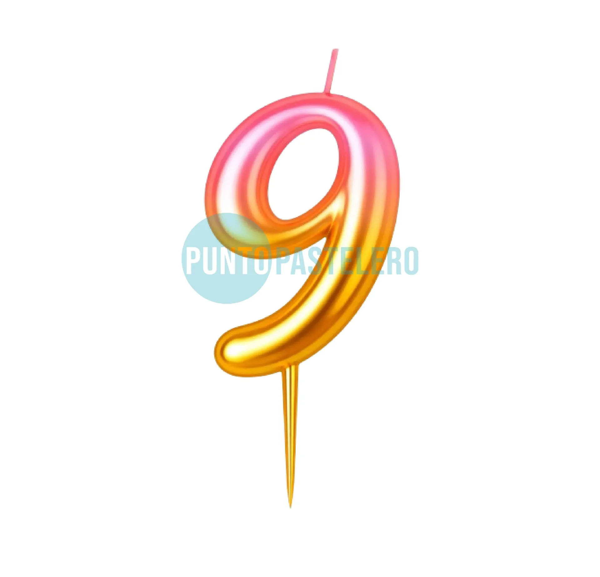 [09469] VELA NUMERO DEGRADE ROSA Y ORO "LONG NUMBER" N° 9