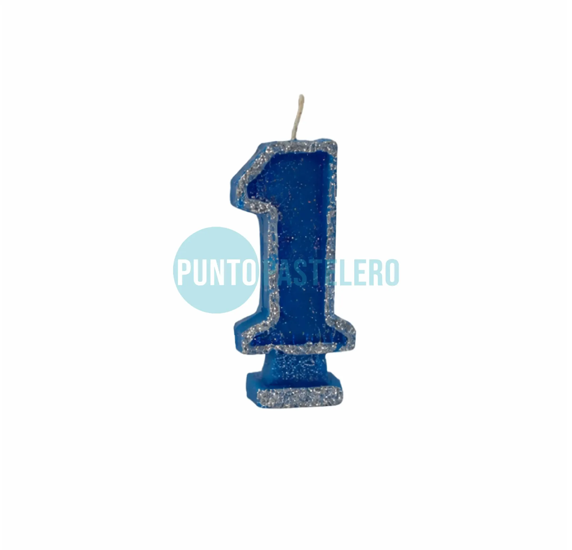 [1315PM] VELA NUMEROTE CON BRILLO AZUL N° 1