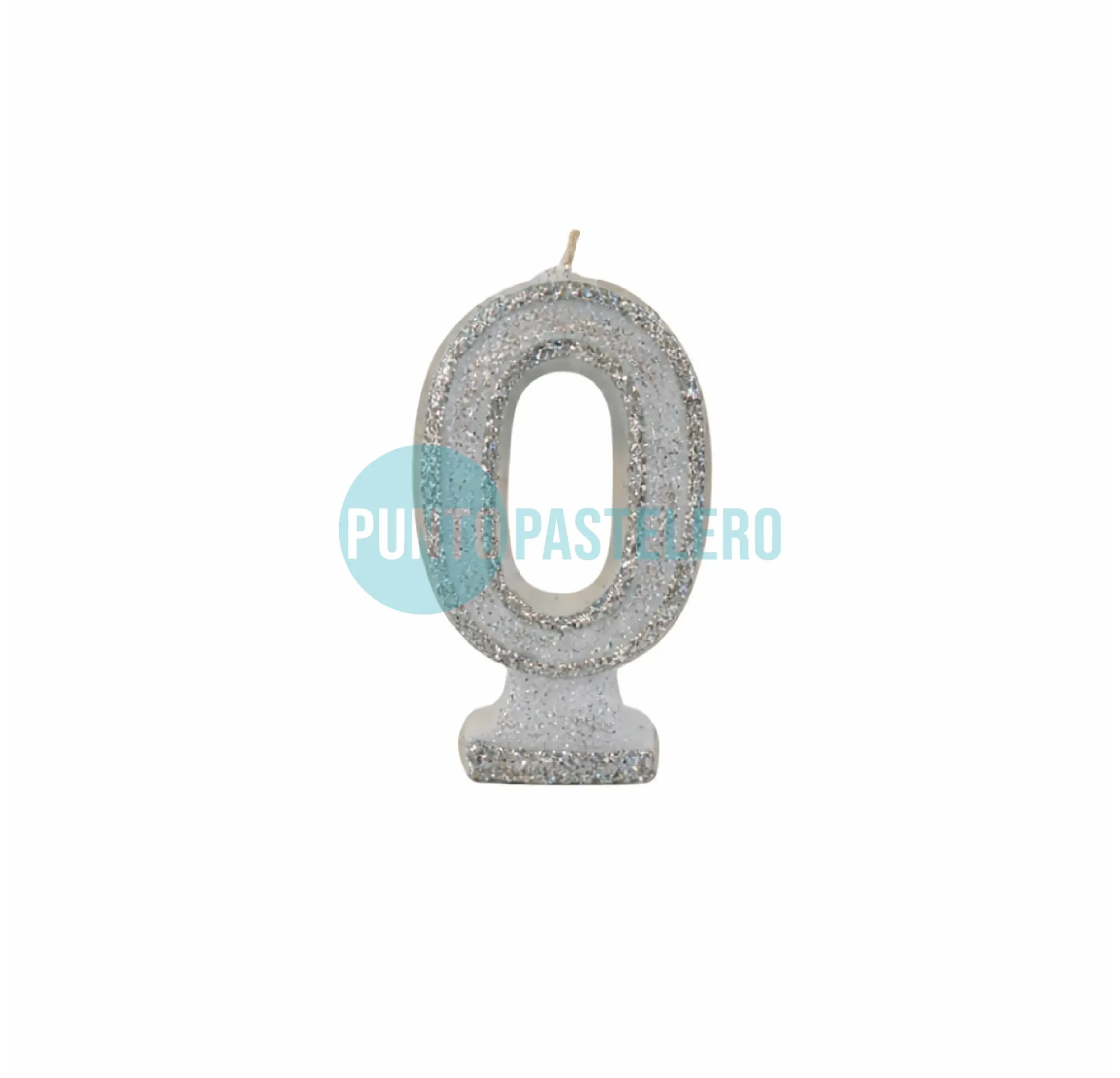 VELA NUMEROTE CON BRILLO BLANCO N° 0