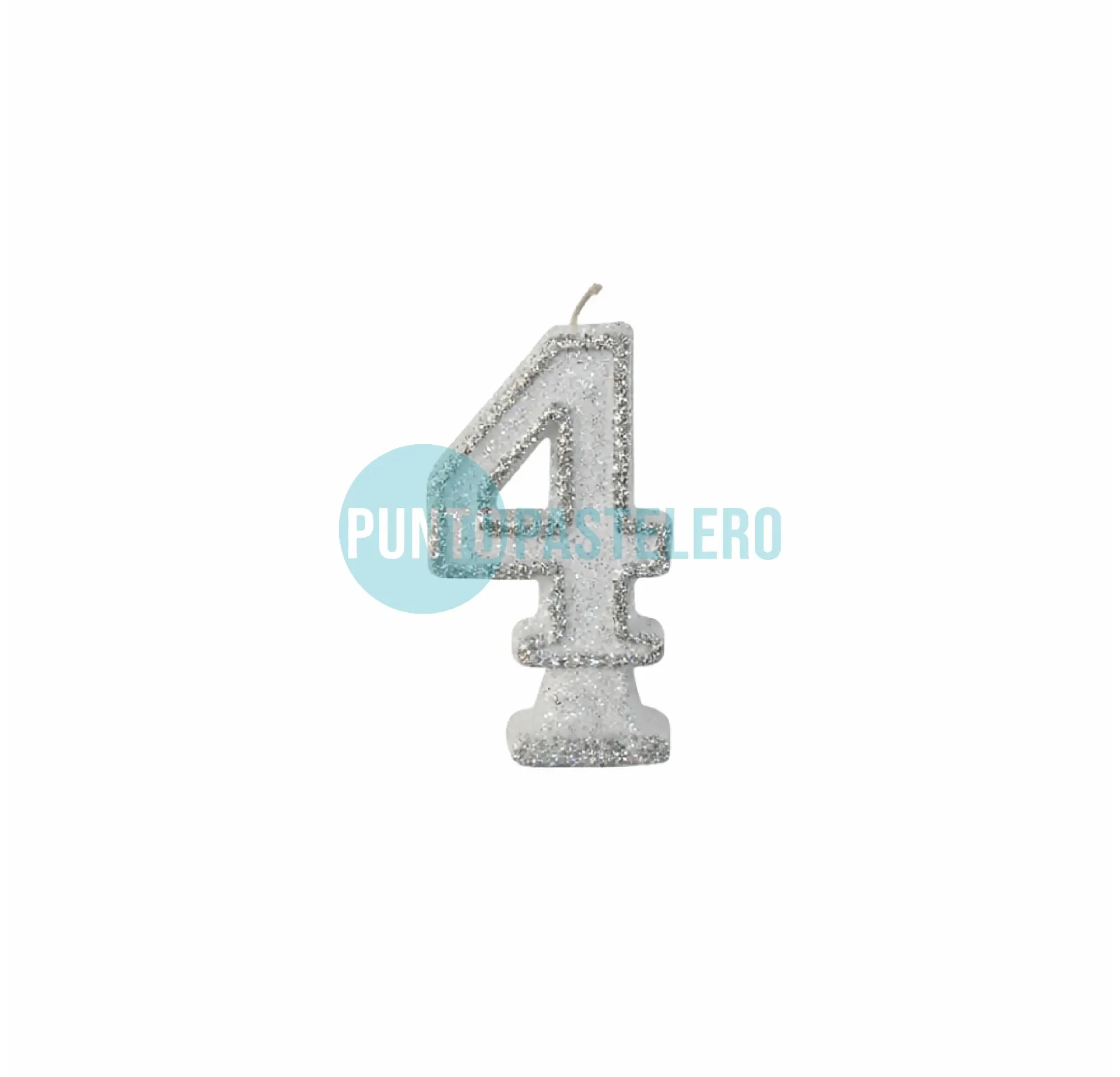 [1328PM] VELA NUMEROTE CON BRILLO BLANCO N° 4