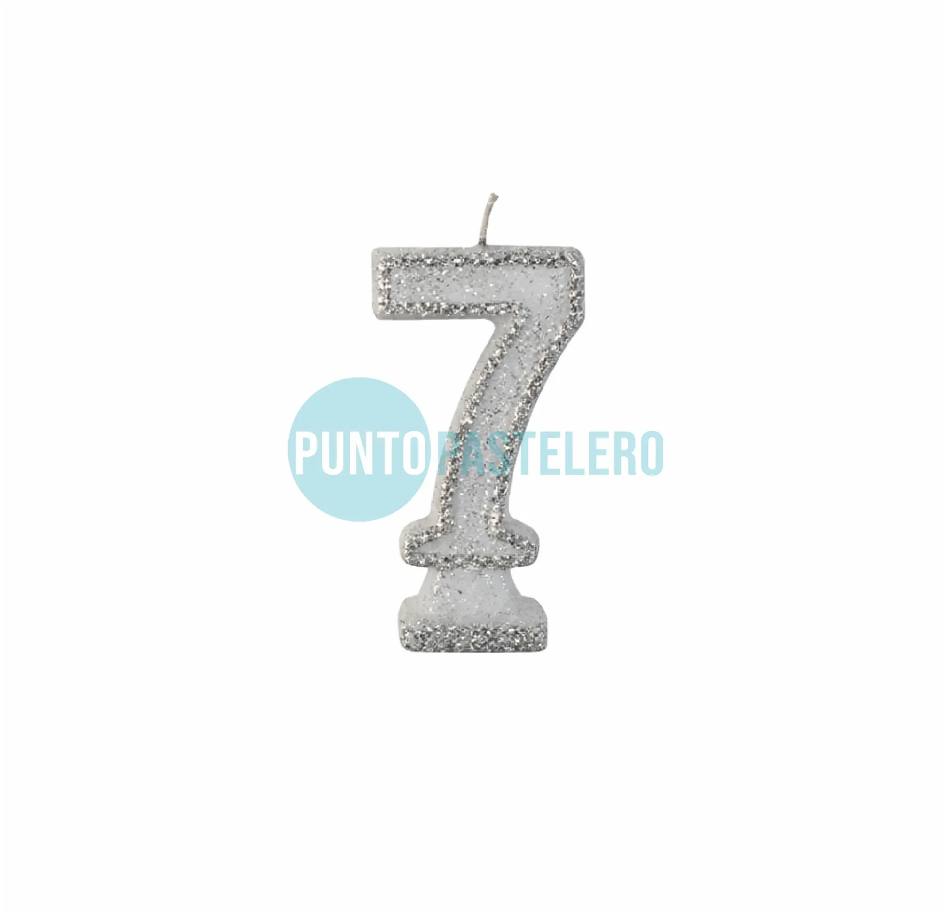 VELA NUMEROTE CON BRILLO BLANCO N° 7