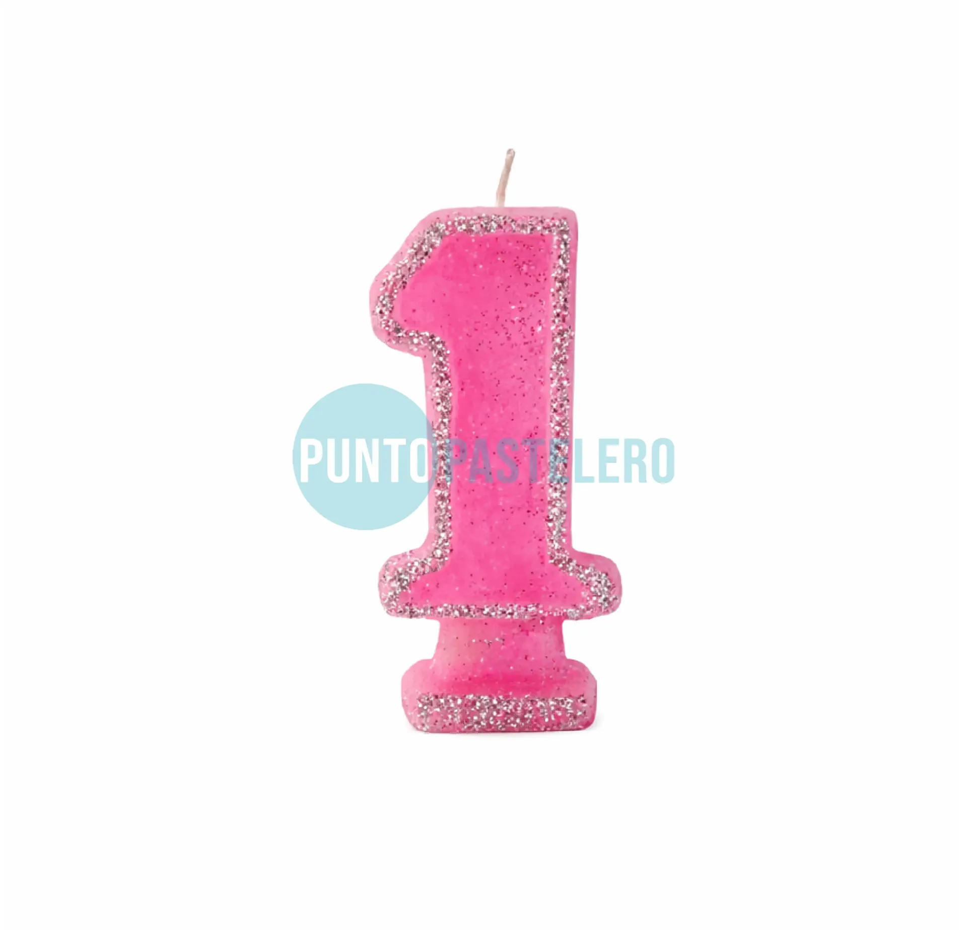 [1335PM] VELA NUMEROTE CON BRILLO ROSA N° 1