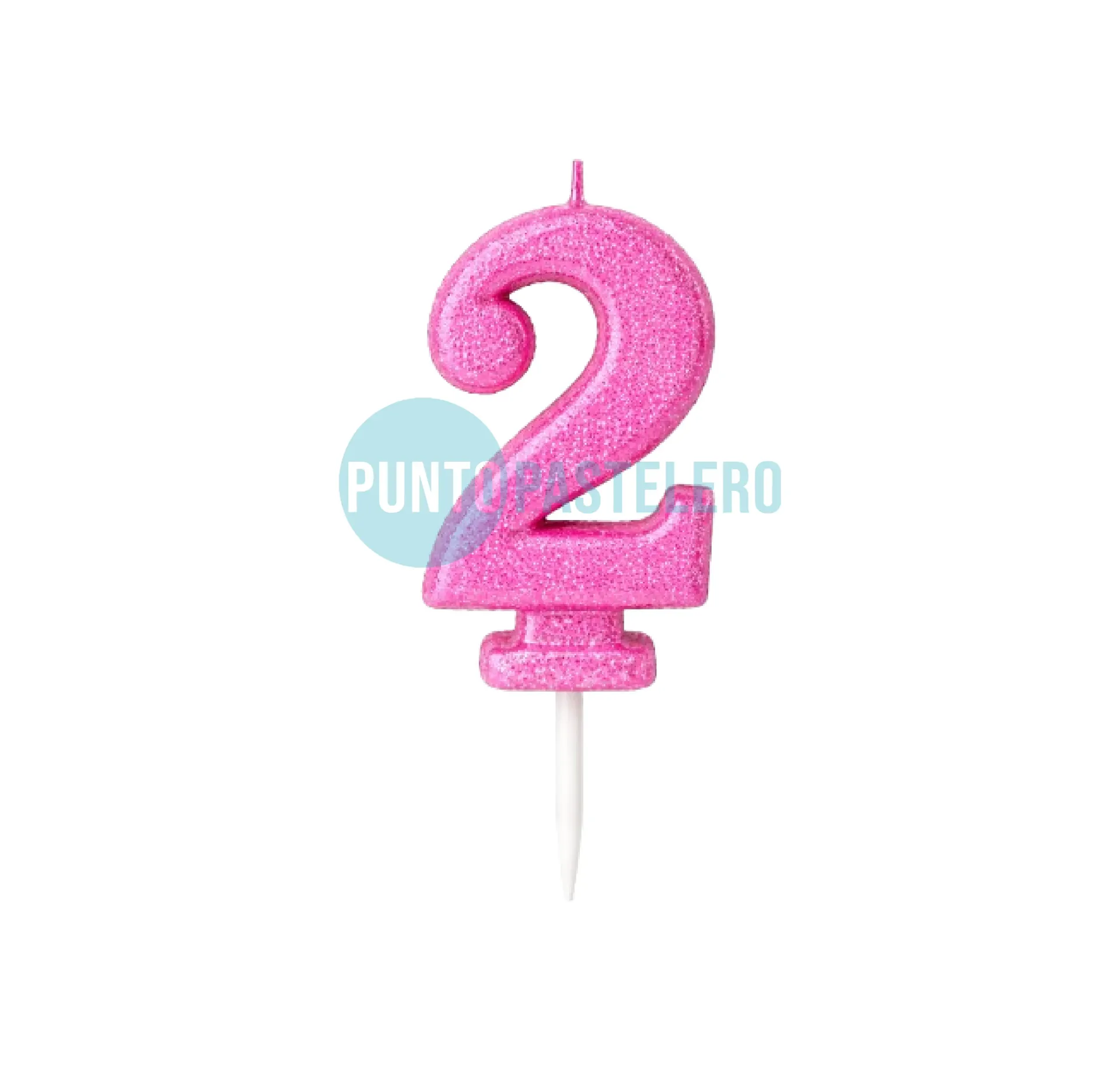 [452L] VELA NUMERO CON BRILLO ROSA N° 2 (LOLITA)