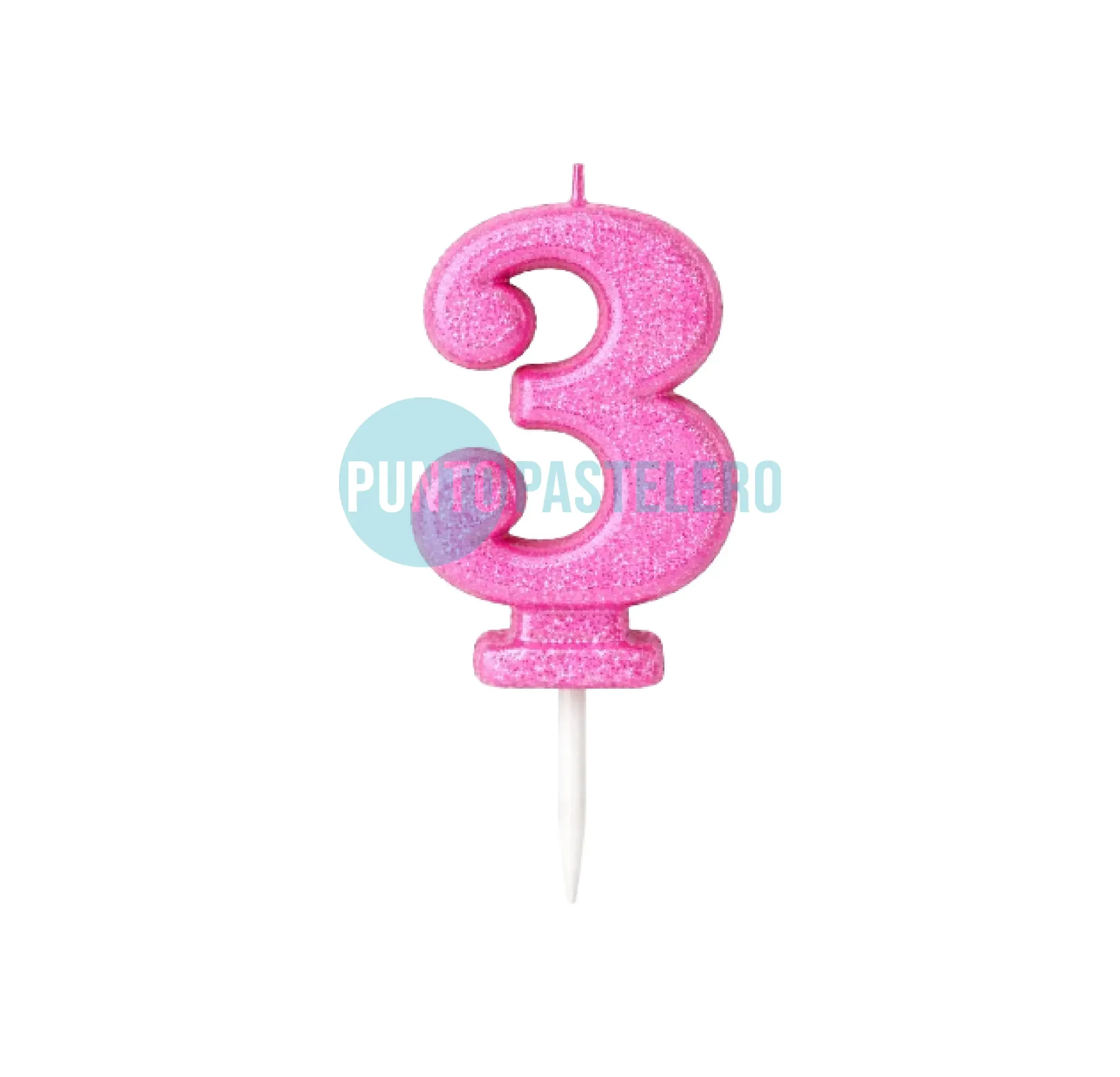 VELA NUMERO CON BRILLO ROSA N° 3 (LOLITA)