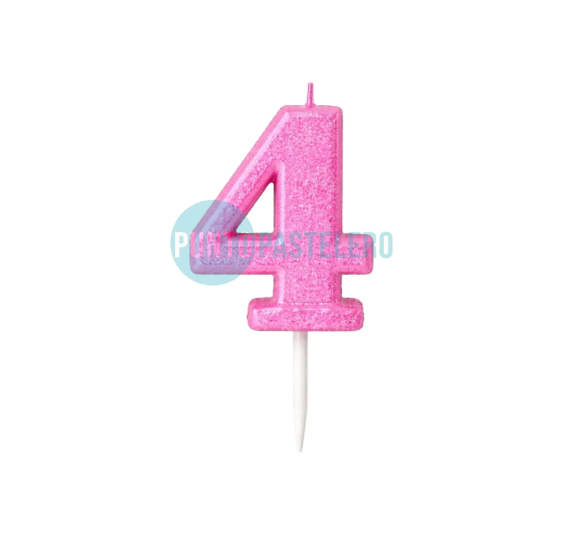VELA NUMERO CON BRILLO ROSA N° 4 (LOLITA)