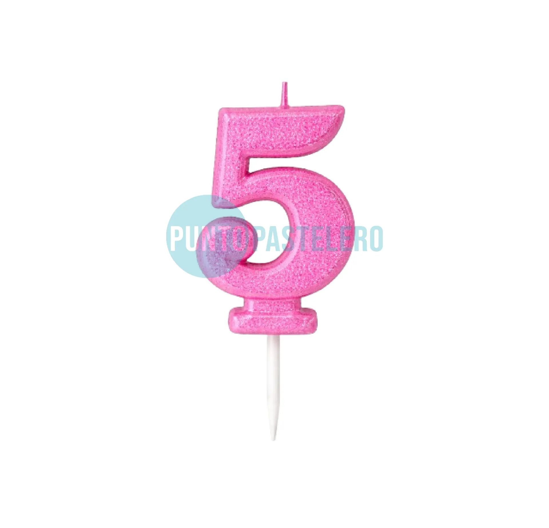 VELA NUMERO CON BRILLO ROSA N° 5 (LOLITA)