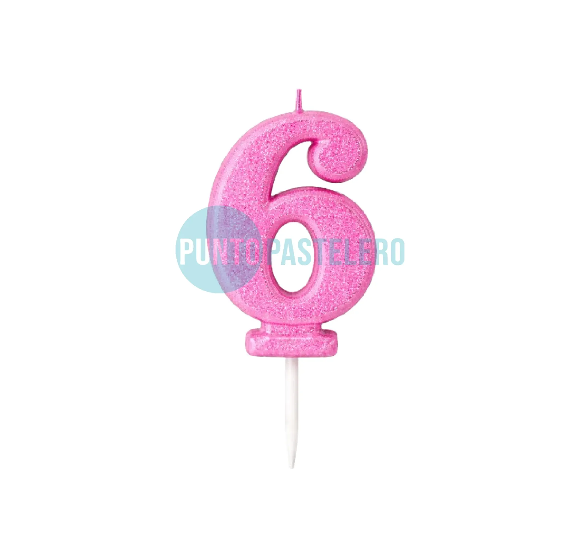 VELA NUMERO CON BRILLO ROSA N° 6 (LOLITA)