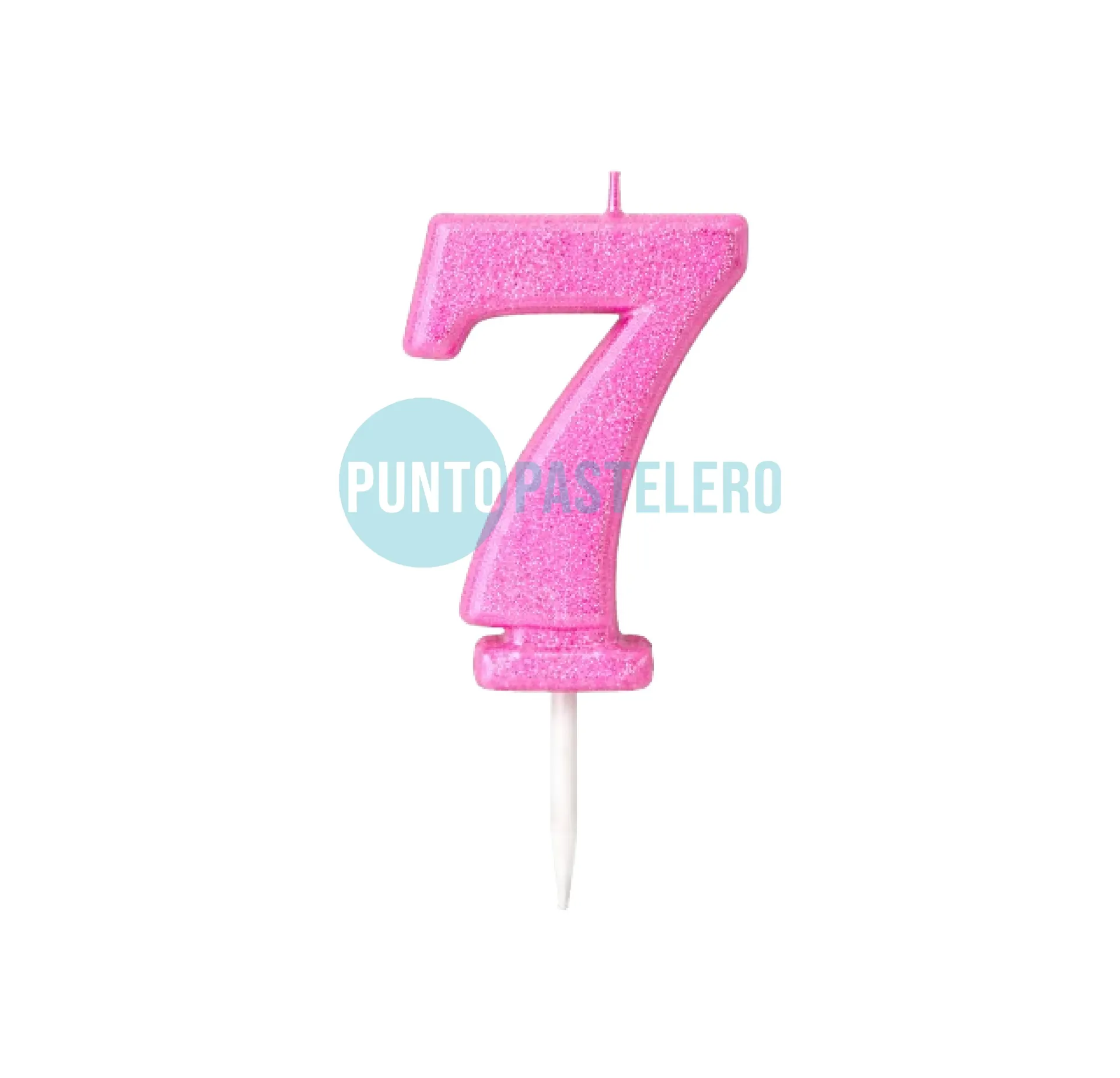 VELA NUMERO CON BRILLO ROSA N° 7 (LOLITA)