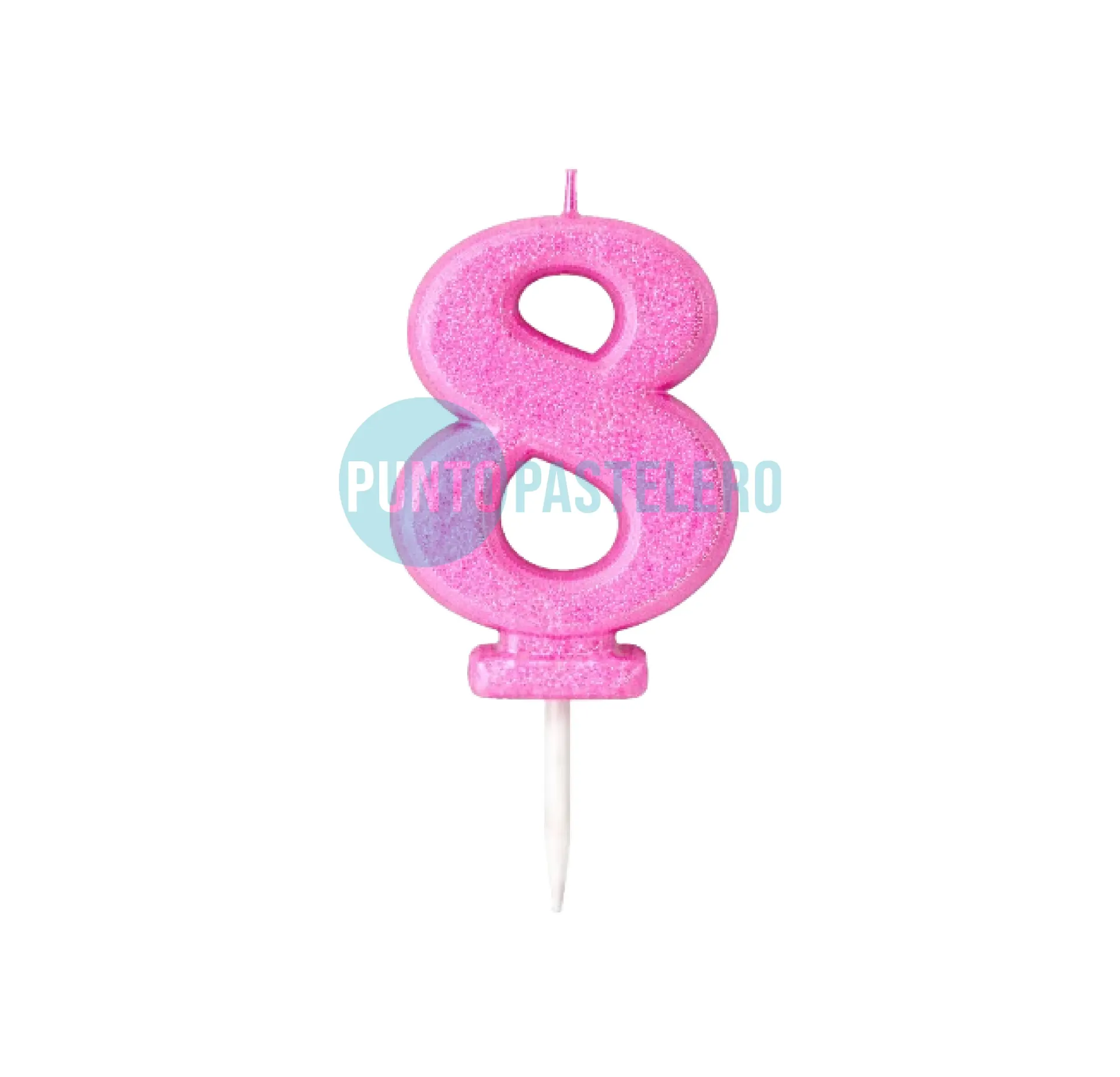 VELA NUMERO CON BRILLO ROSA N° 8 (LOLITA)
