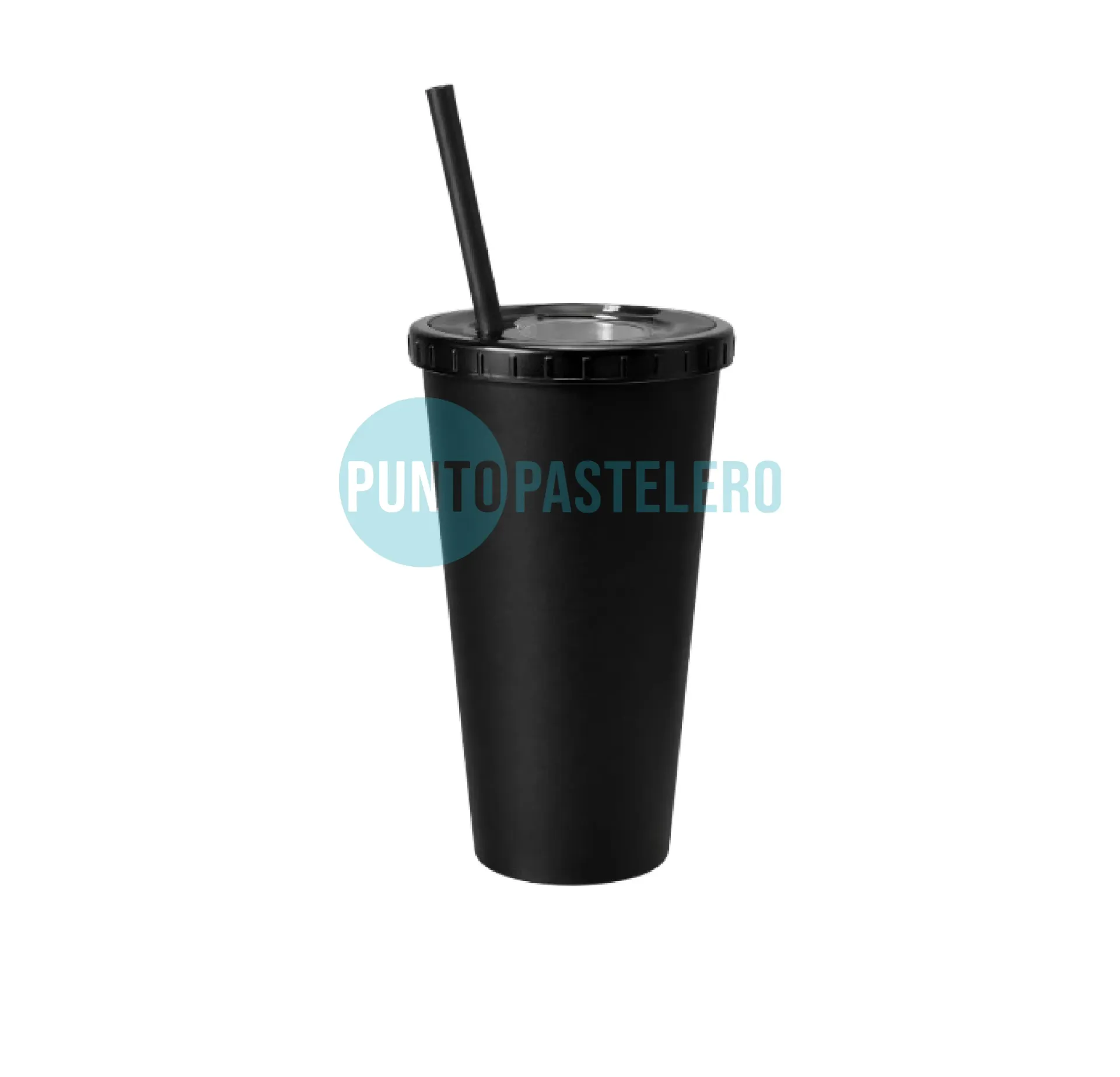 VASO MILKSHAKE MAR CON TAPA Y SORBETE (NEGRO)