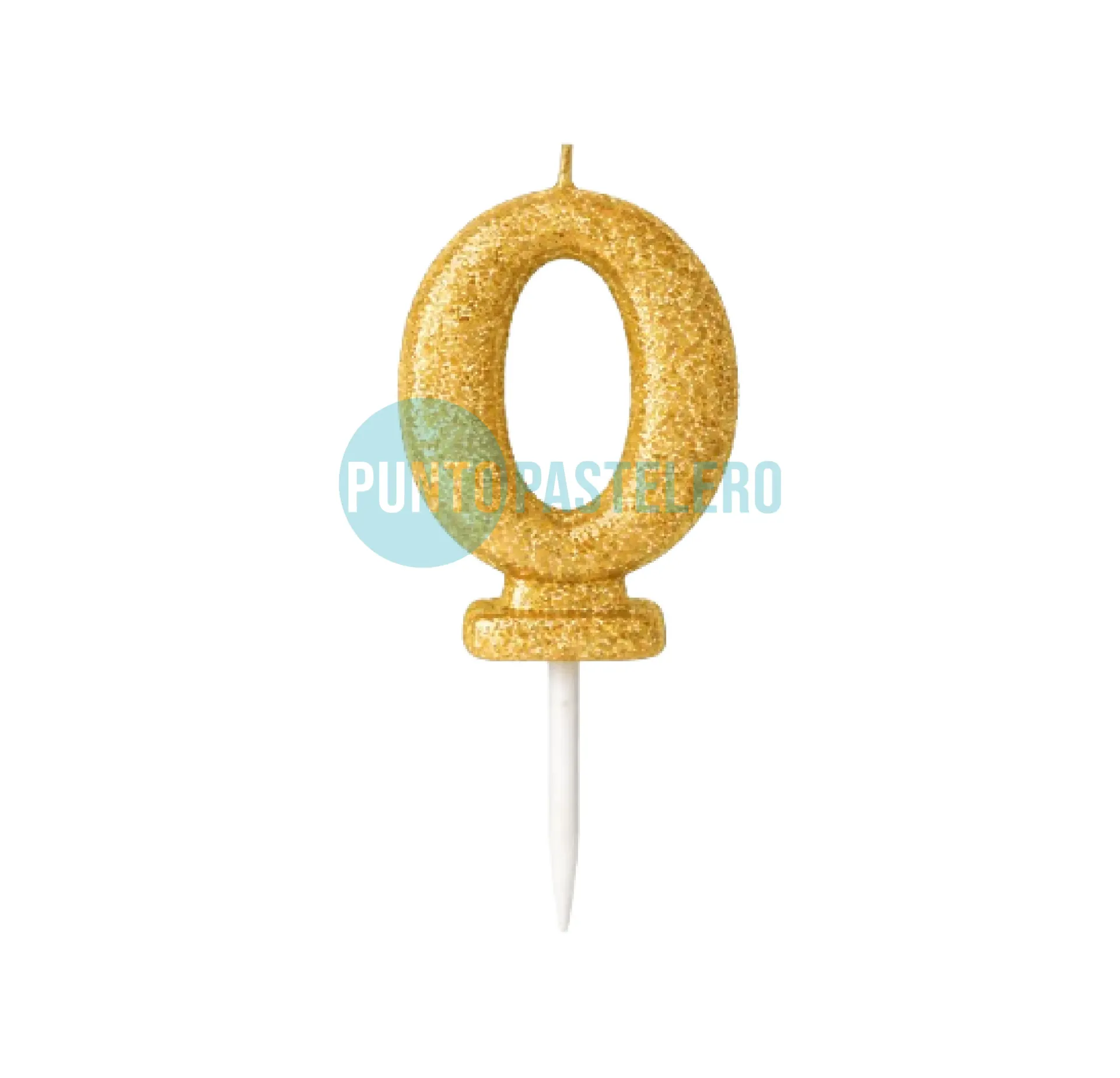[460L] VELA NUMERO CON BRILLO DORADO N° 0 (LOLITA)