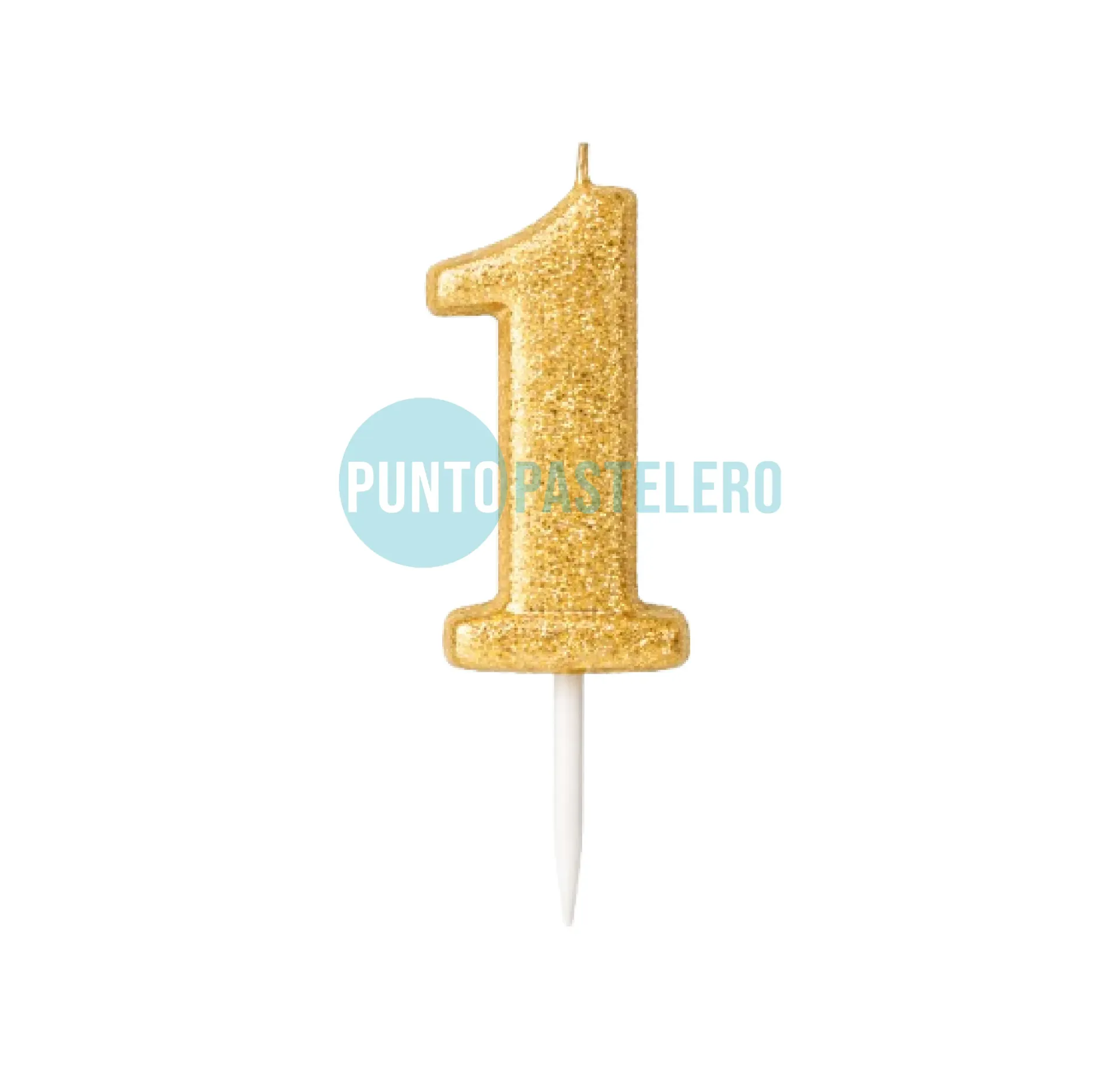 [461L] VELA NUMERO CON BRILLO DORADO N° 1 (LOLITA)