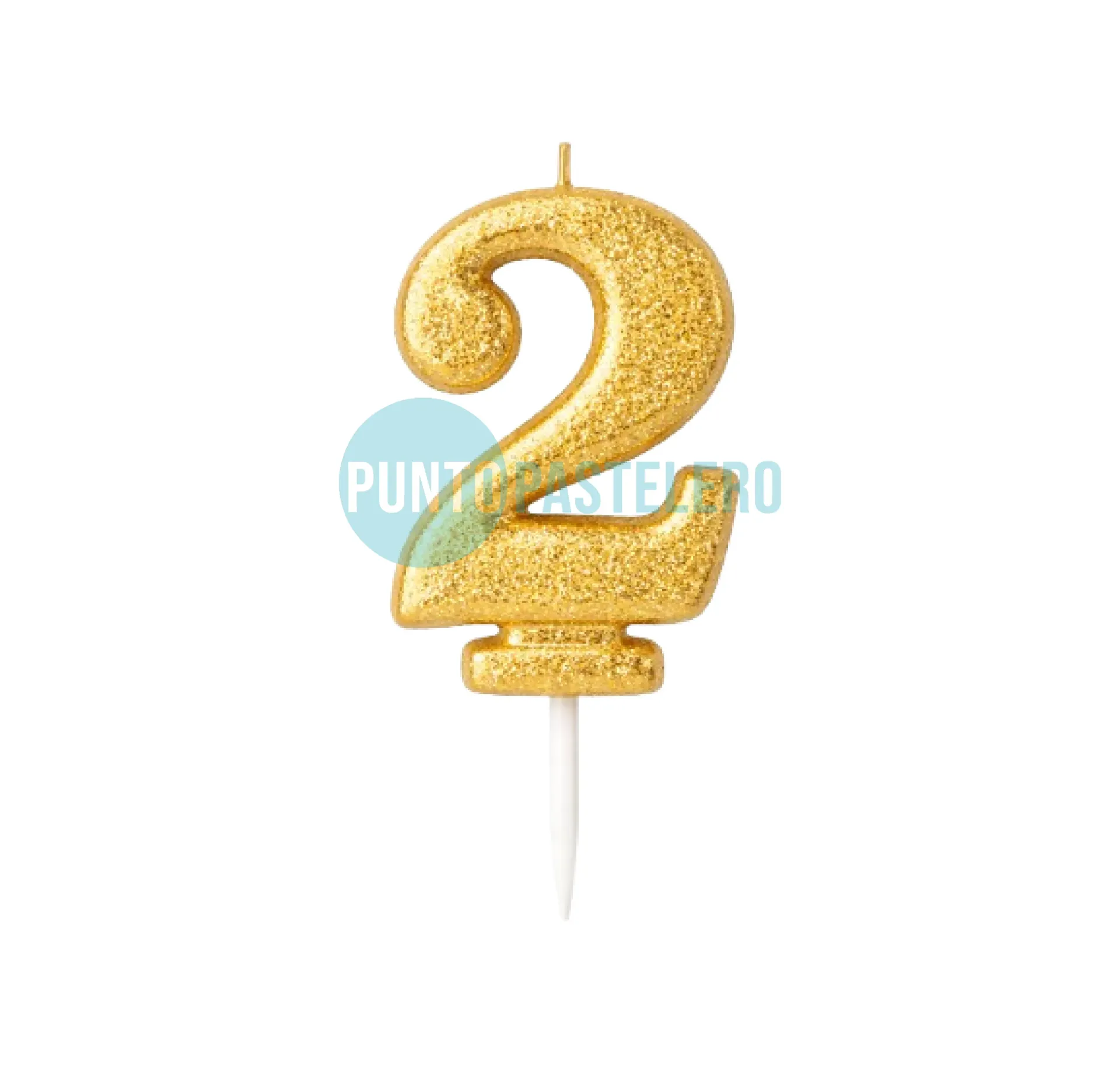 [462L] VELA NUMERO CON BRILLO DORADO N° 2 (LOLITA)