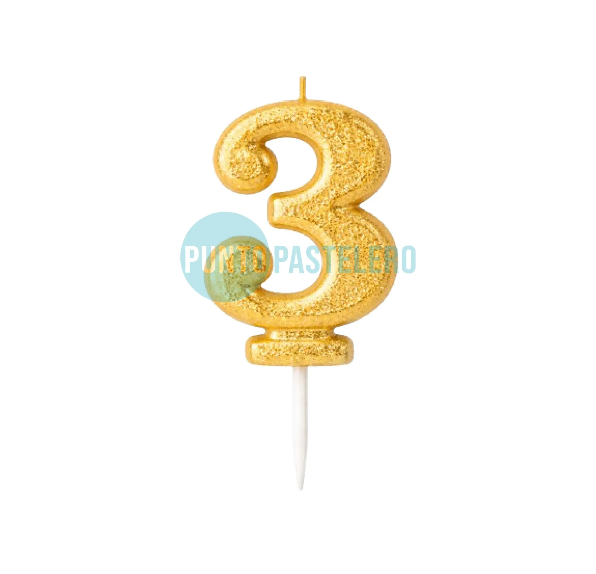 [463L] VELA NUMERO CON BRILLO DORADO N° 3 (LOLITA)