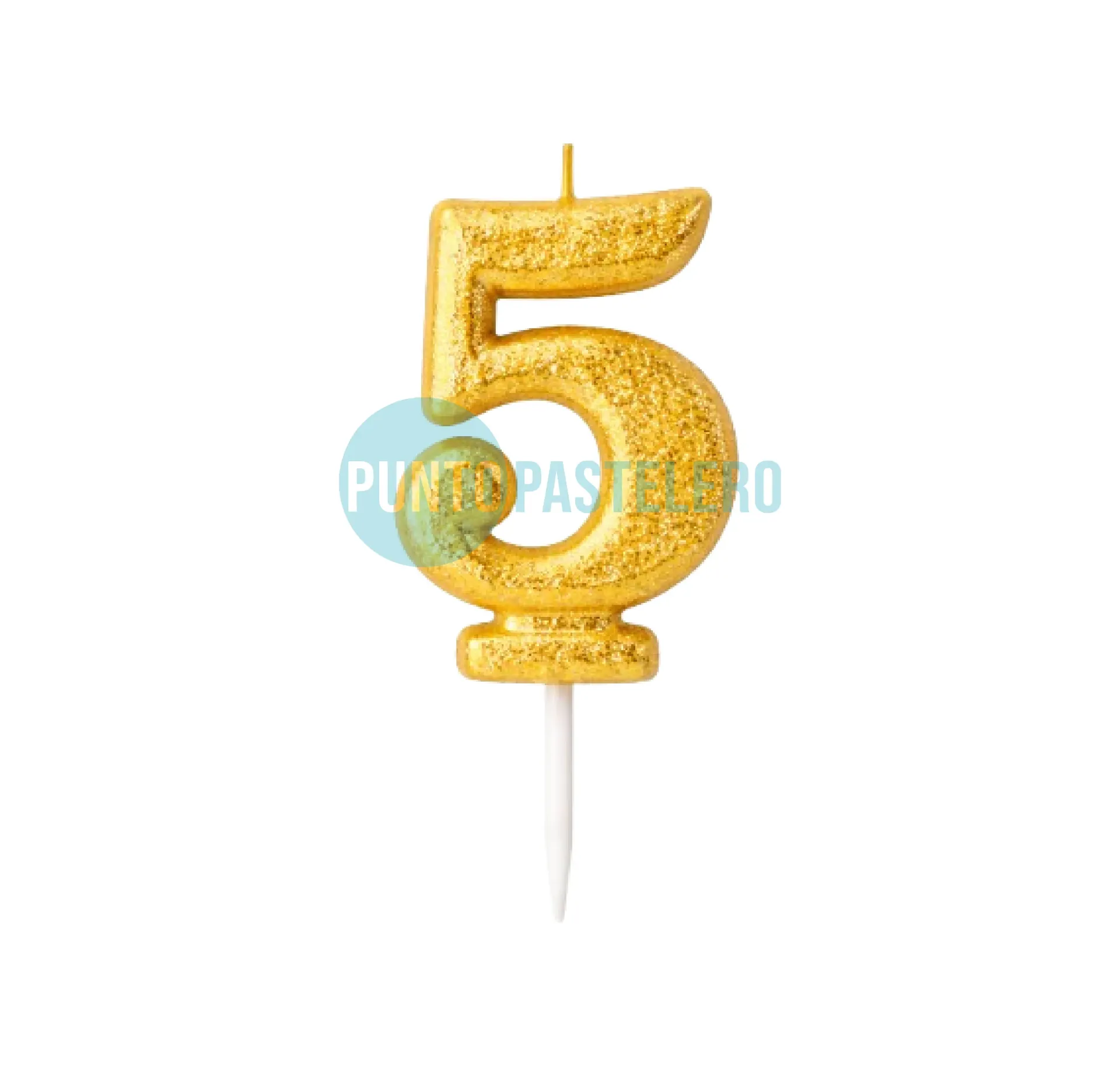 [465L] VELA NUMERO CON BRILLO DORADO N° 5 (LOLITA)