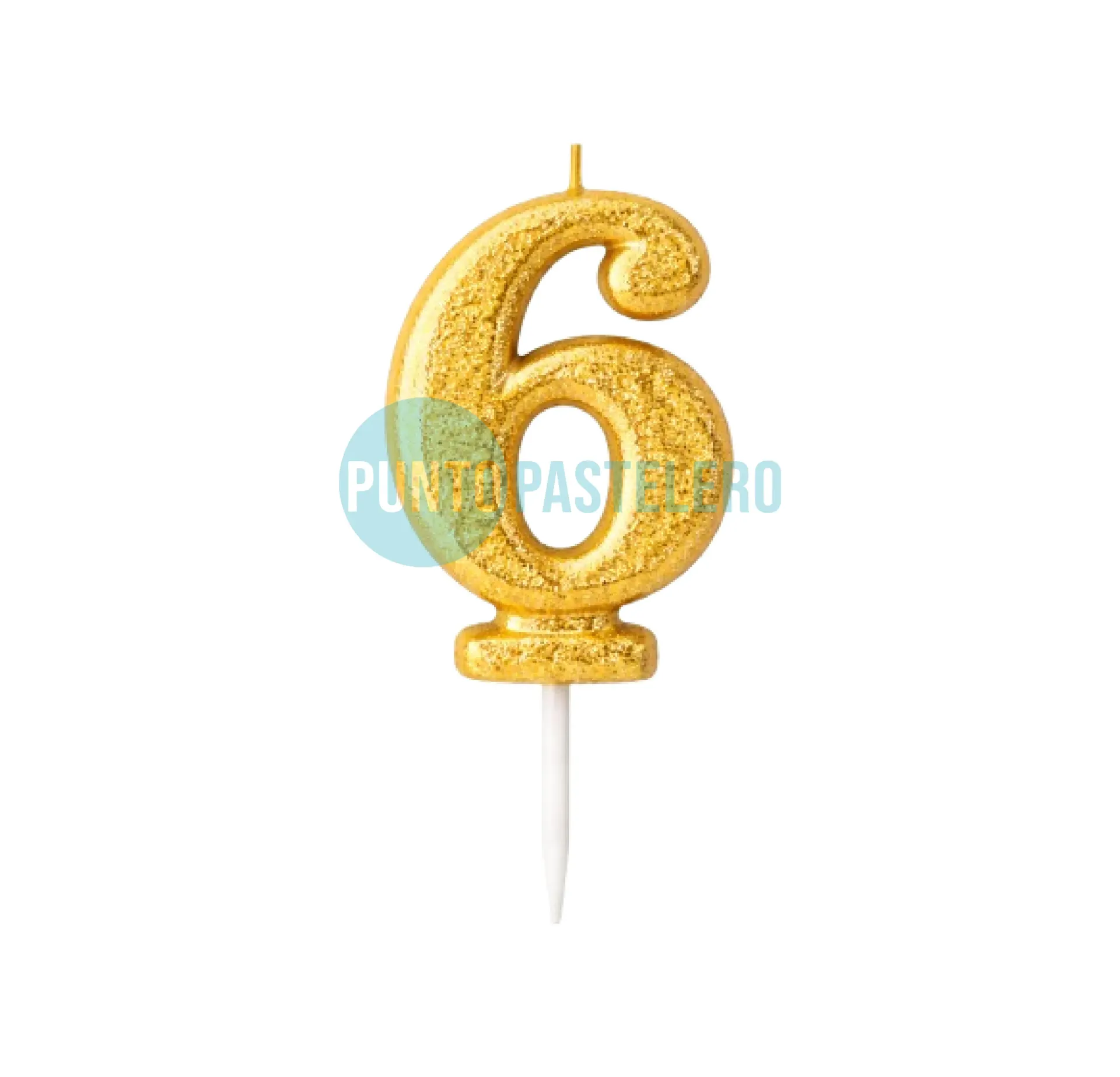 VELA NUMERO CON BRILLO DORADO N° 6 (LOLITA)