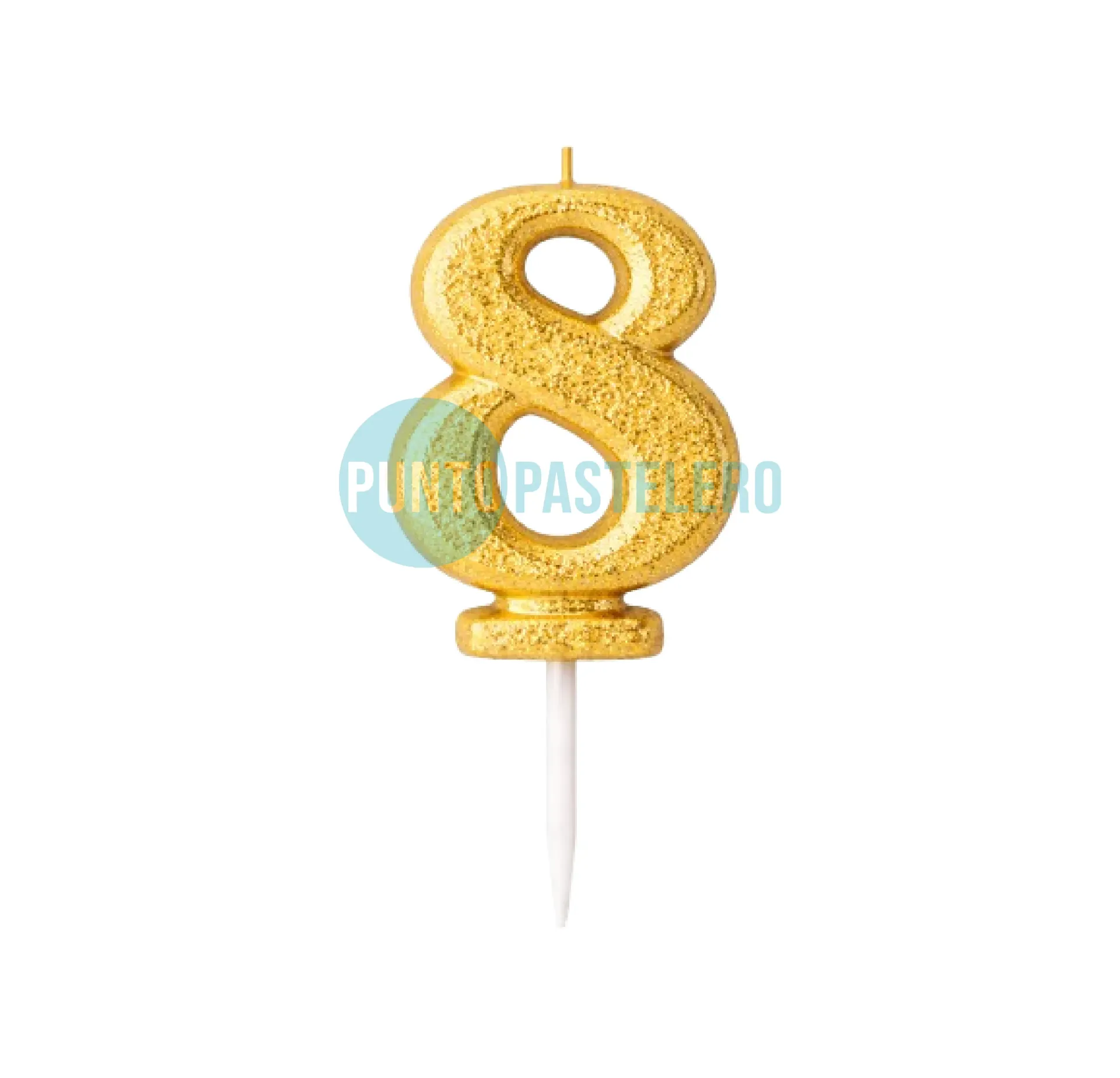 VELA NUMERO CON BRILLO DORADO N° 8 (LOLITA)