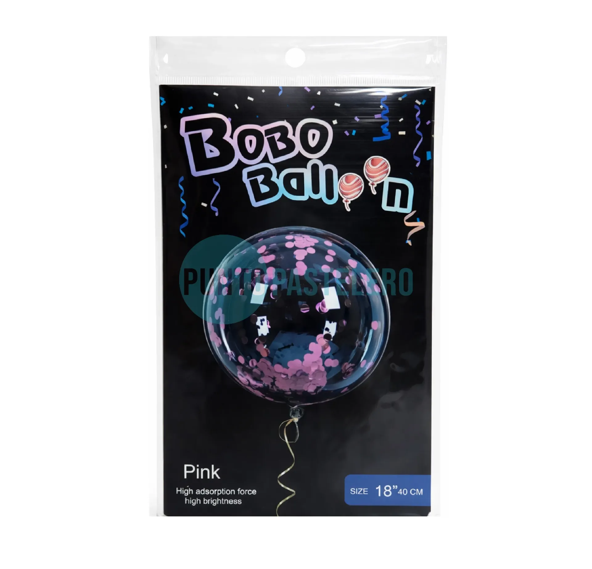 GLOBO BURBUJA CON CONFETTI ROSA (BOBO BALLOON)