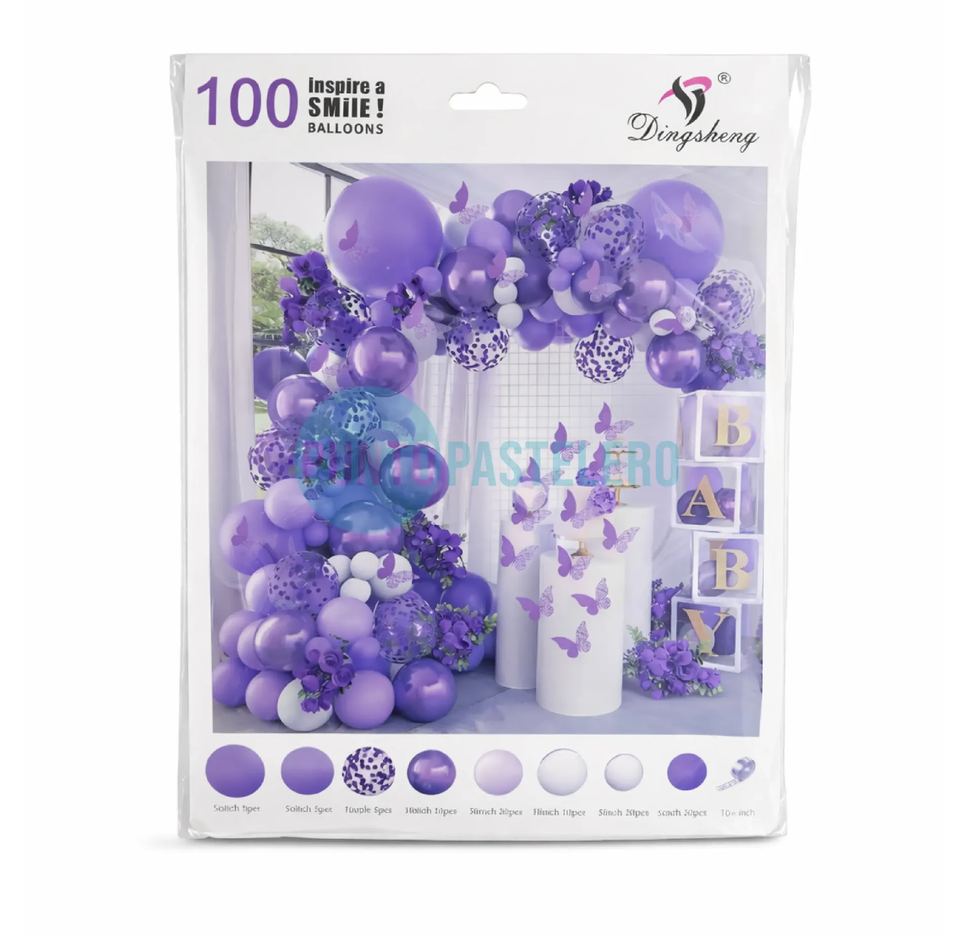 SET DE GLOBOS LILA (100 PZ)