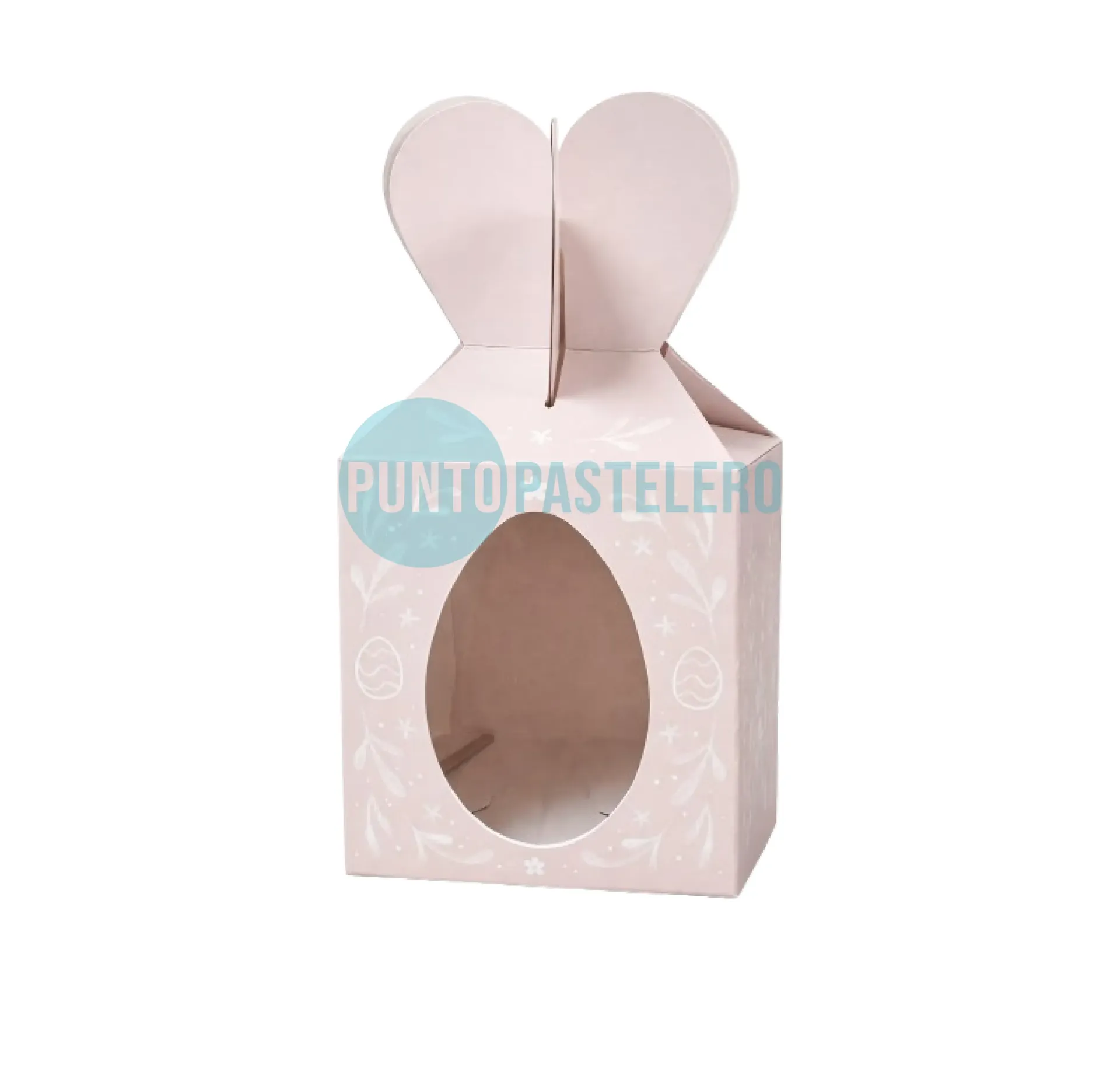 CAJA CON VISOR PARA HUEVO DE PASCUA CHICO OREJAS (10 X 10 X 9 CM)