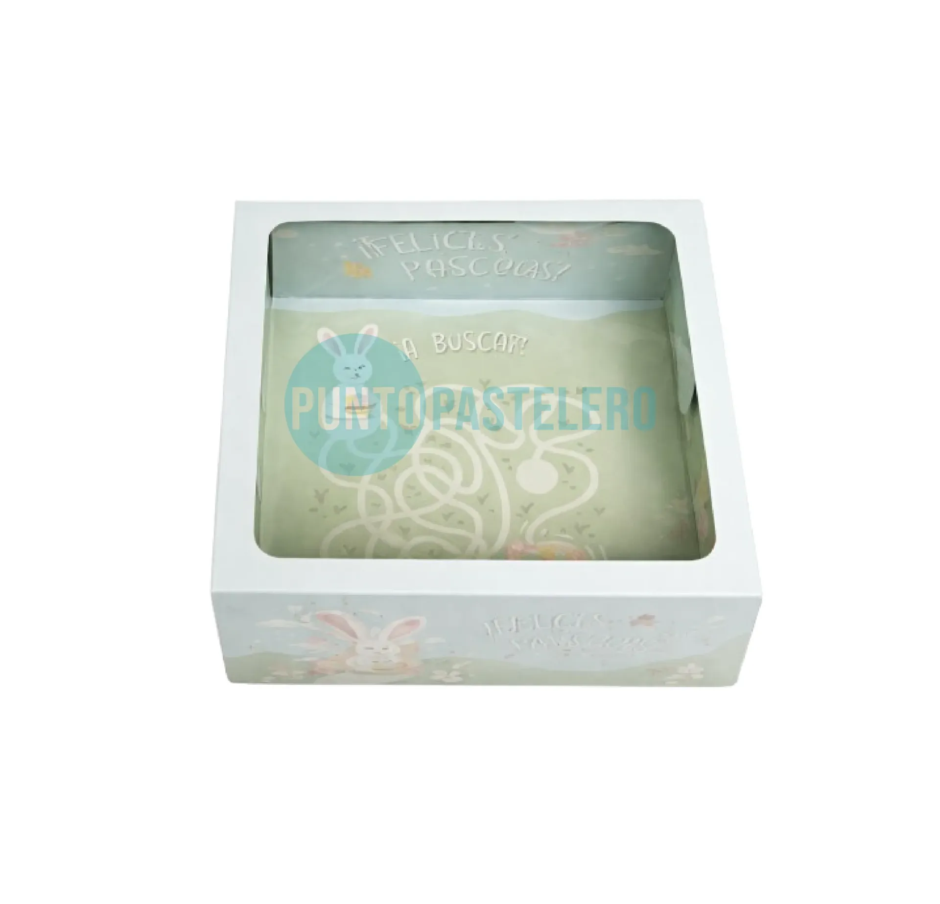 [PA326] CAJA CON VISOR PARA MEDIO HUEVO DE PASCUA ESTAMPA (20 X 20 X 9.8 CM)