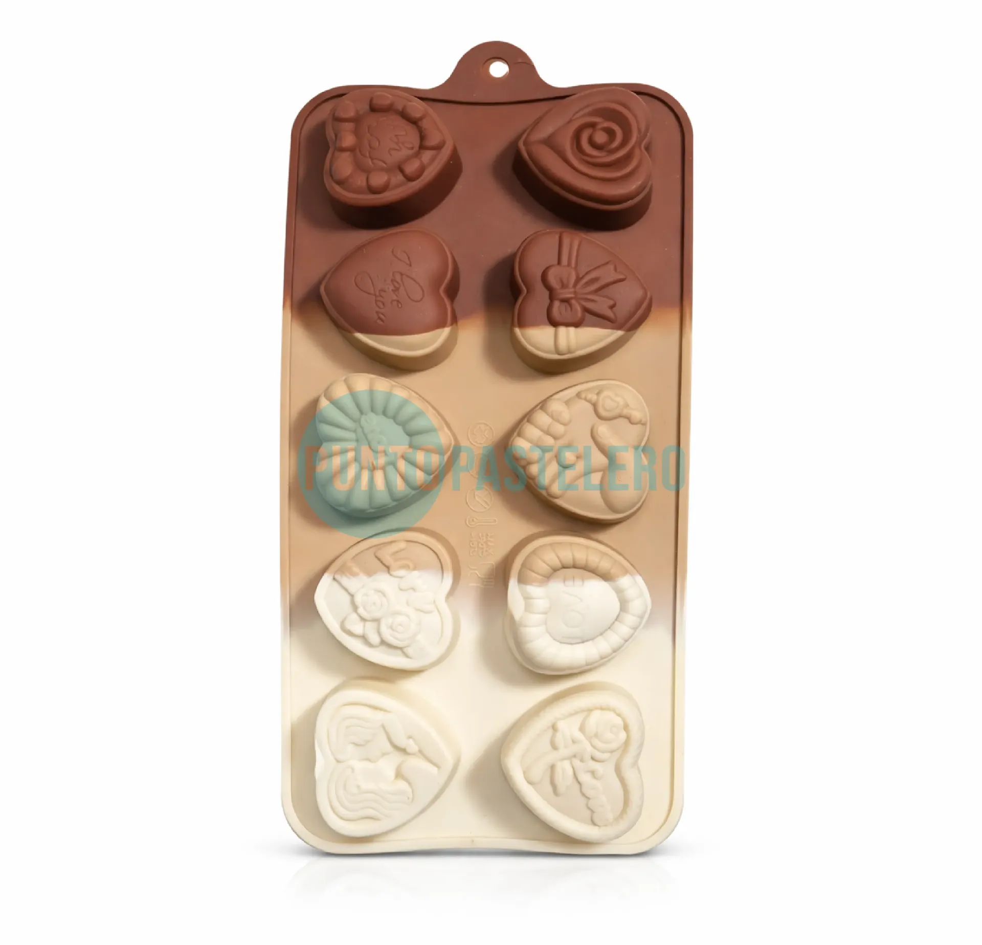 [6920251015278] MOLDE BOMBON SILICONA CORAZONES DECORADOS (15278) [P]