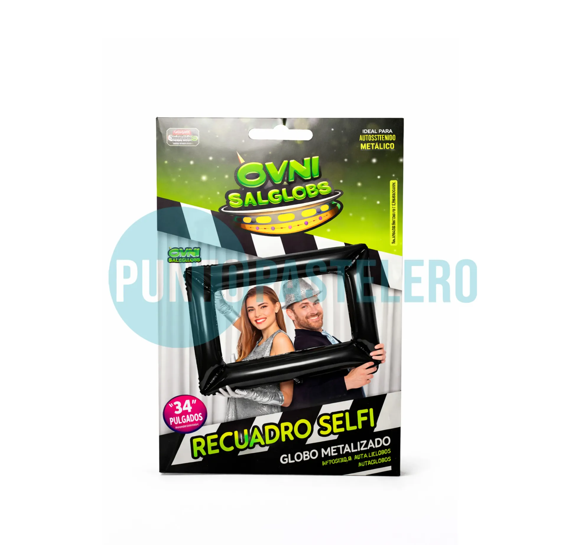 [7798420973242] GLOBO OVNI METALIZADO MARCO DE SELFIE 34" NEGRO [P]
