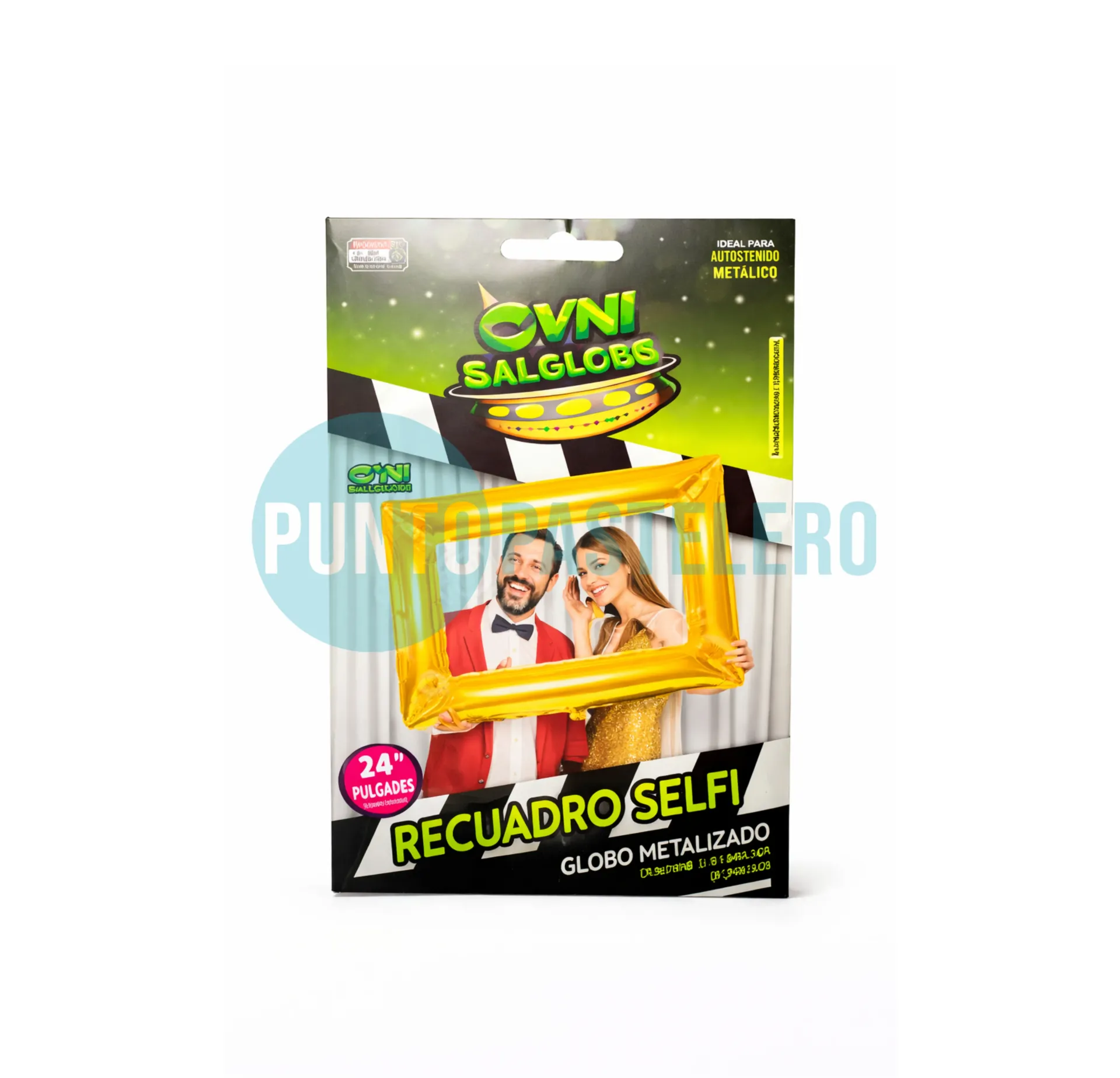 [7798420973037] GLOBO OVNI METALIZADO MARCO DE SELFIE 34" DORADO [P]