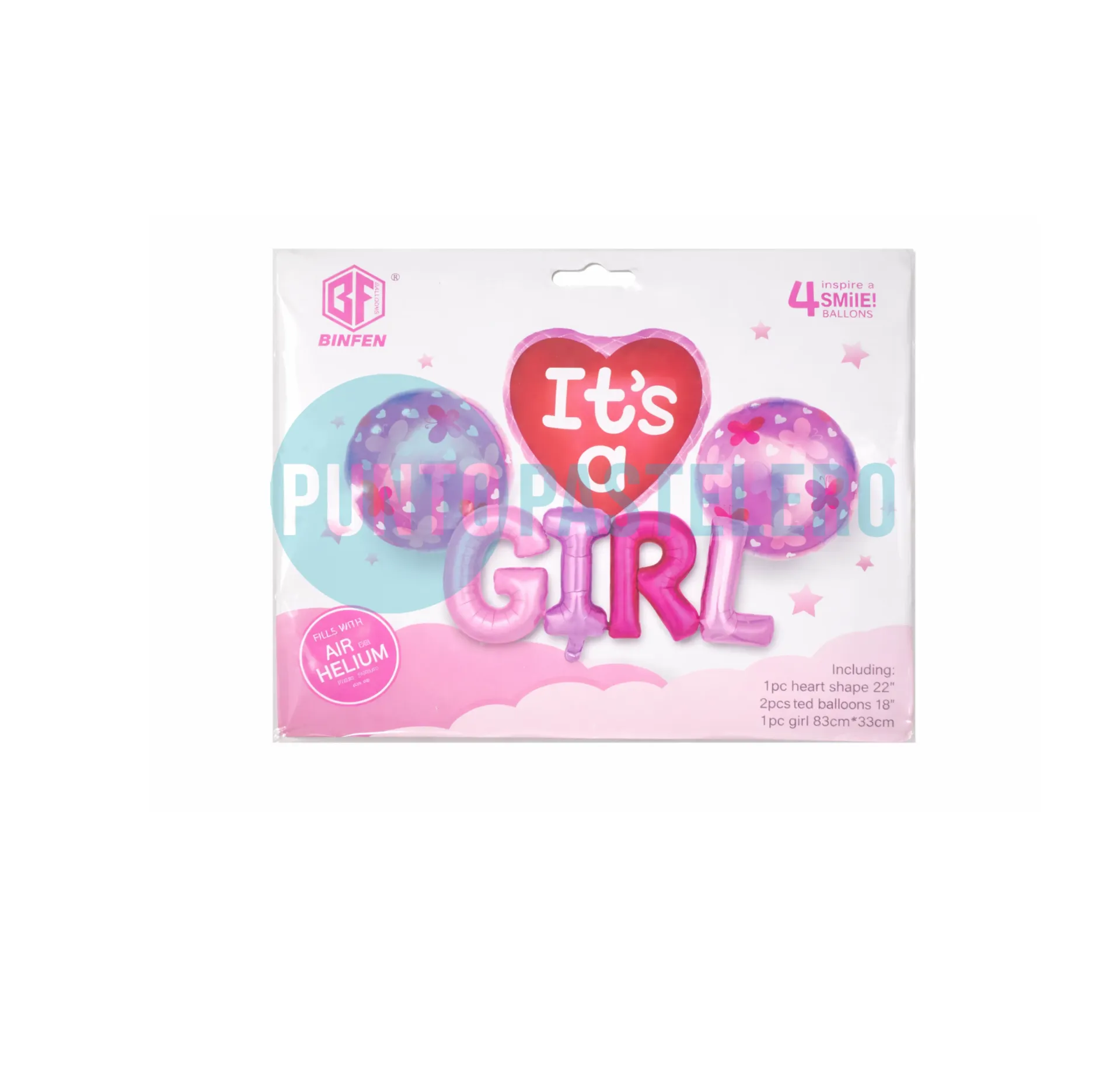 [6954131213553] SET DE GLOBOS IT´S A GIRL (4 PIEZAS)