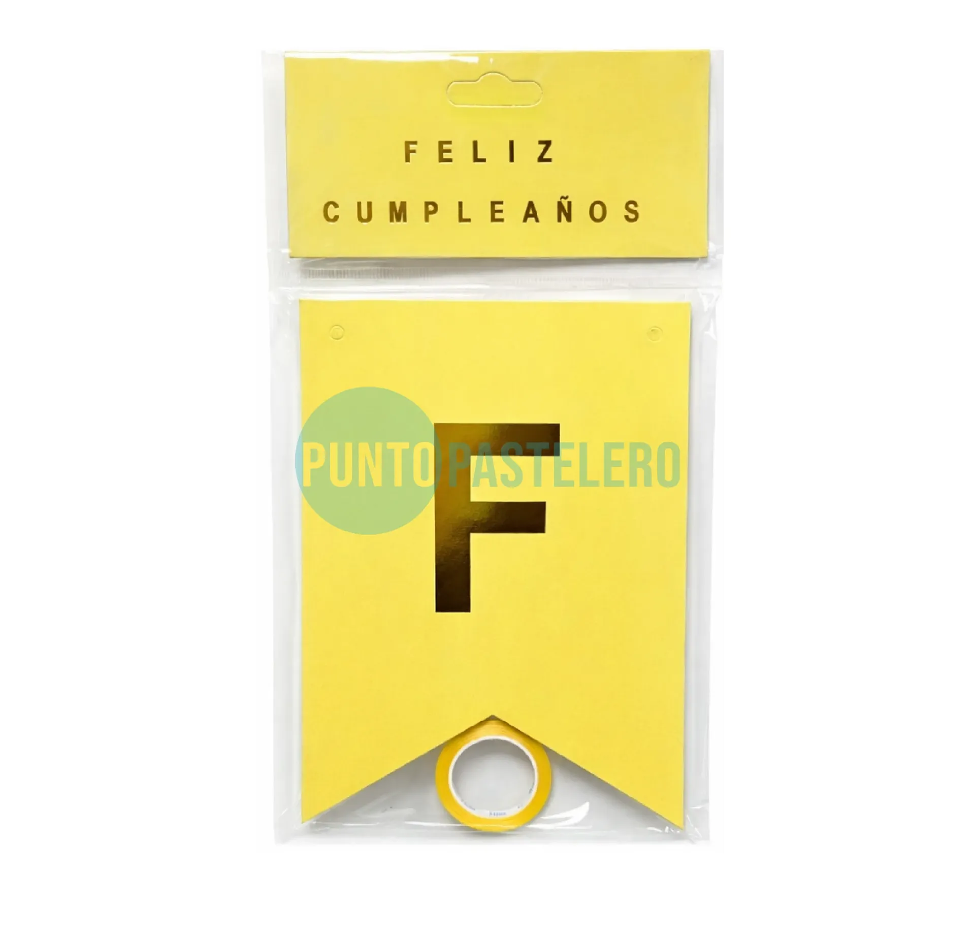 BANDERIN FELIZ CUMPLEAÑOS AMARILLO SUAVE