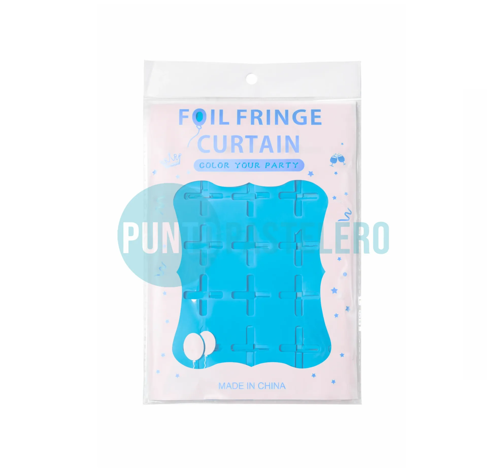 [BH8184] CORTINA METALIZADA BRICK WALL CHICO CELESTE PASTEL (1 X 2 MT.)