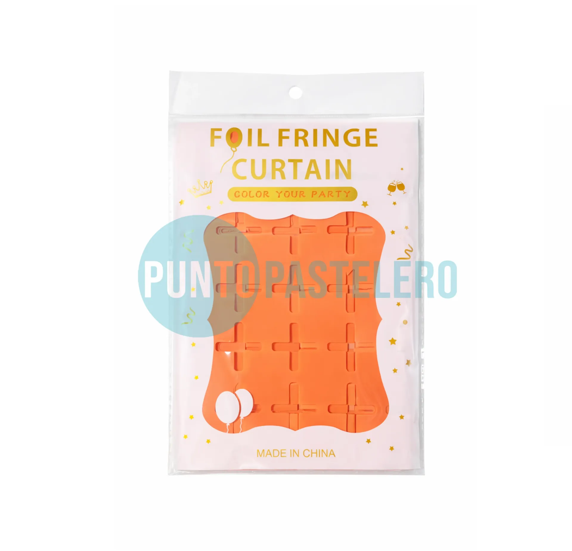 [BH8185] CORTINA METALIZADA BRICK WALL CHICO NARANJA PASTEL (1 X 2 MT.)