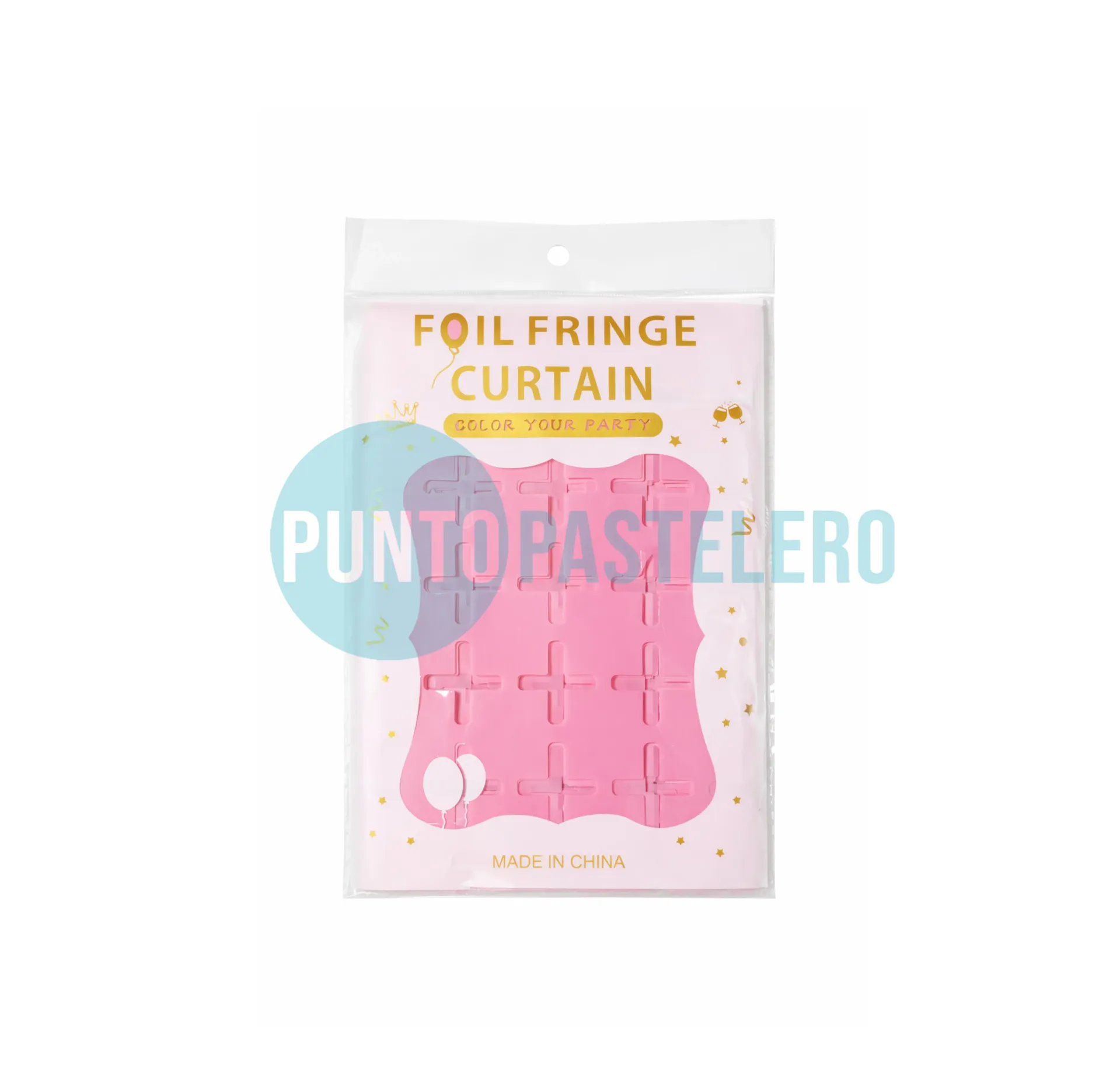 CORTINA METALIZADA BRICK WALL CHICO ROSA PASTEL (1 X 2 MT.)