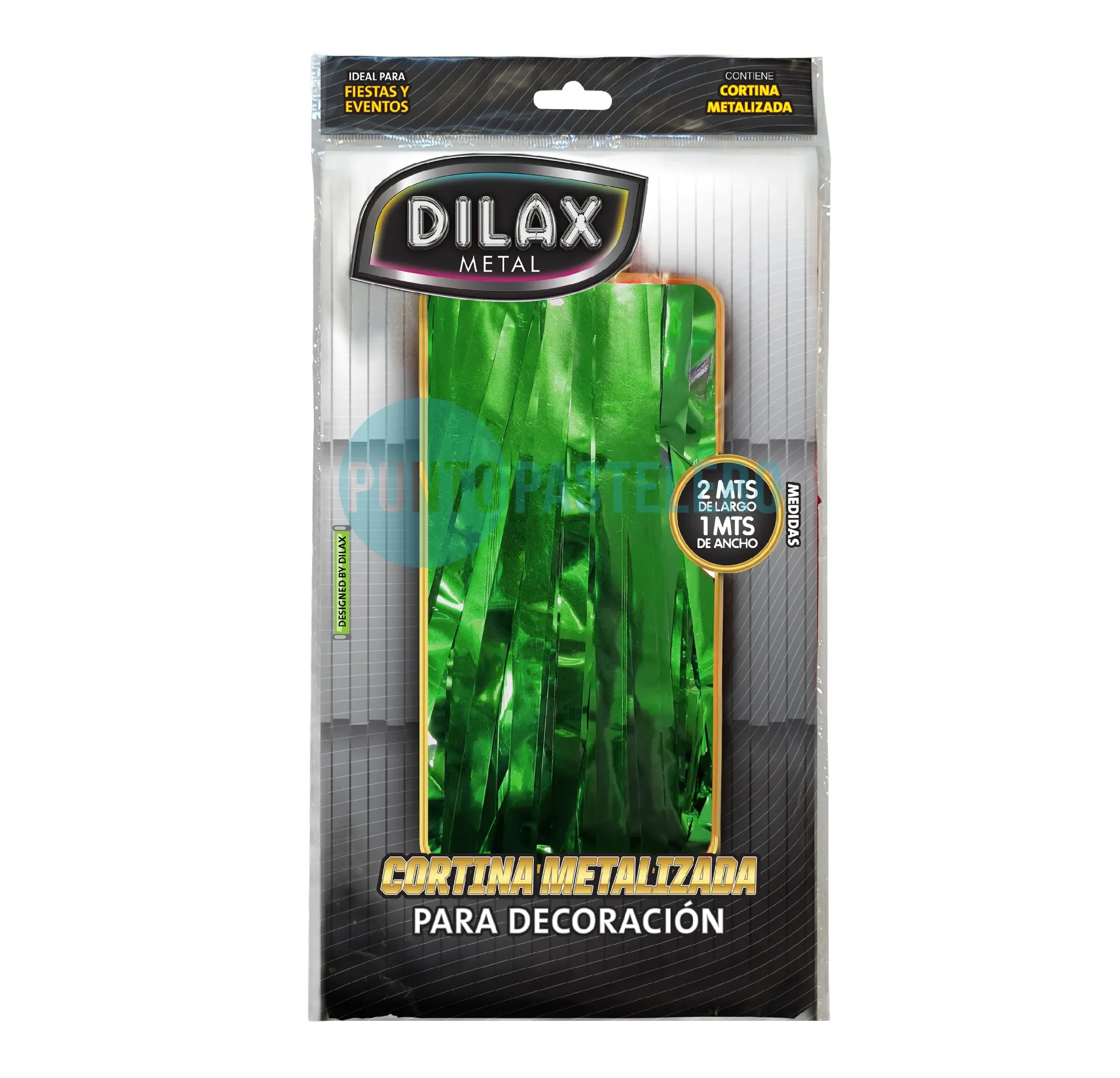 CORTINA METALIZADA VERDE DILAX (1 X 2 MT.)
