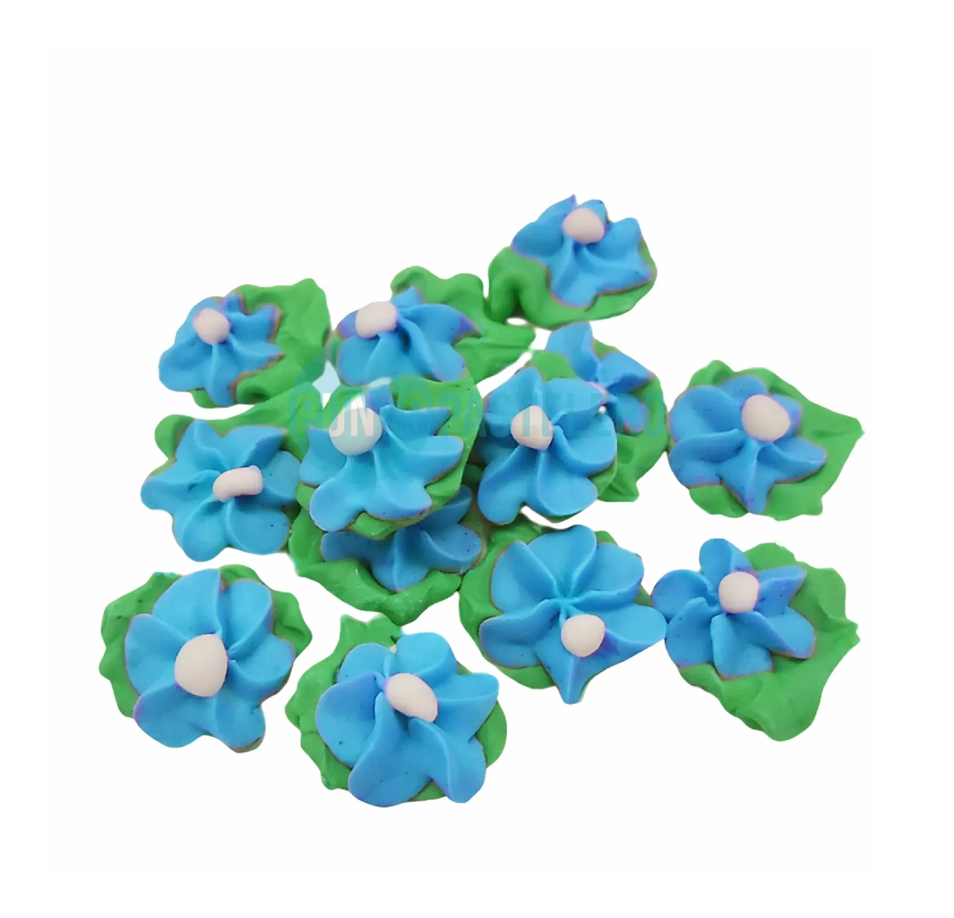 [40102700] FLOR DE AZUCAR DURAZNO MEDIANA CELESTE N° 9 (CON HOJA) (X 50 U.)