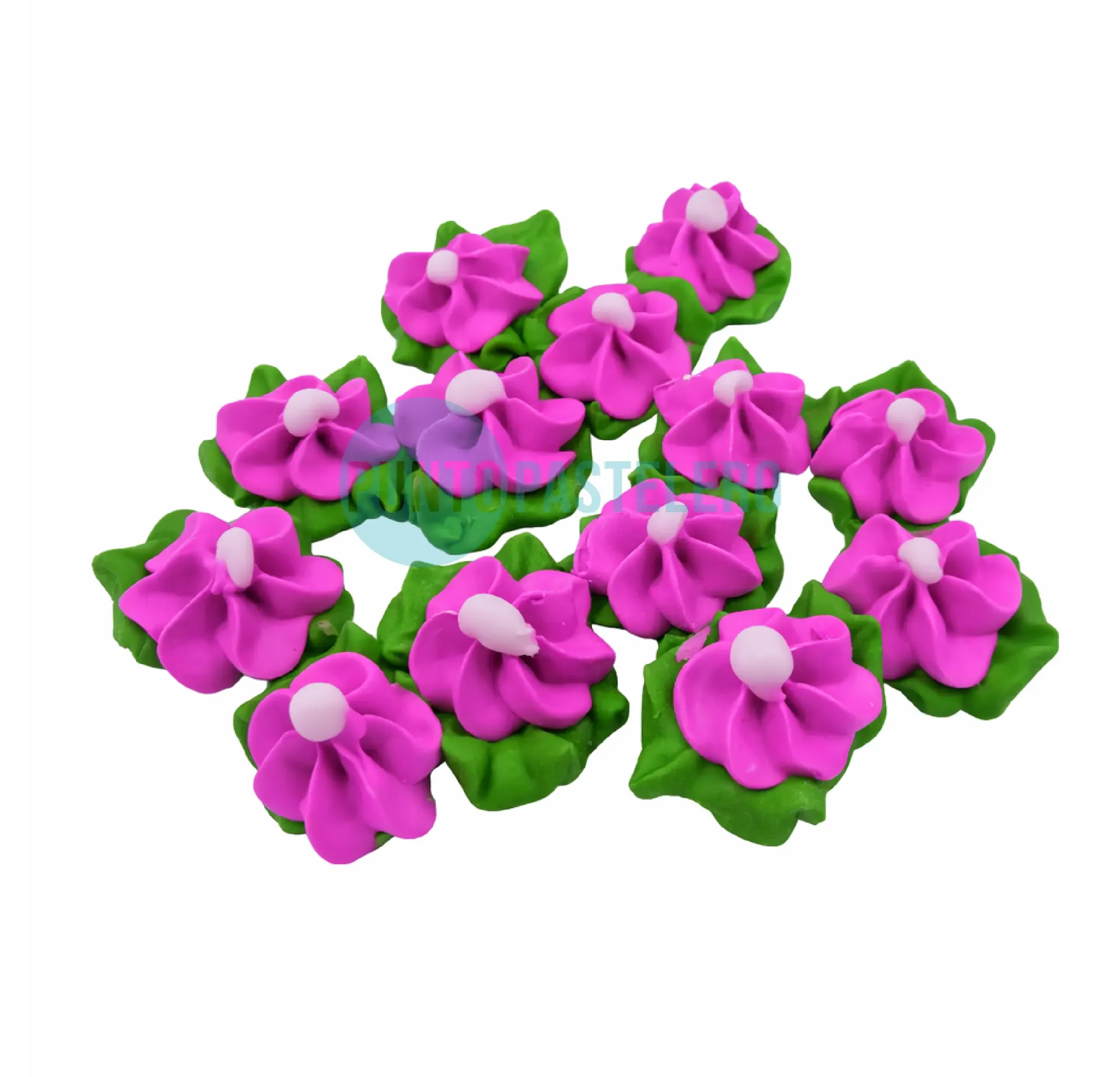 [29920310] FLOR DE AZUCAR DURAZNO MEDIANA LILA N° 9 (CON HOJA) (X 50 U.)