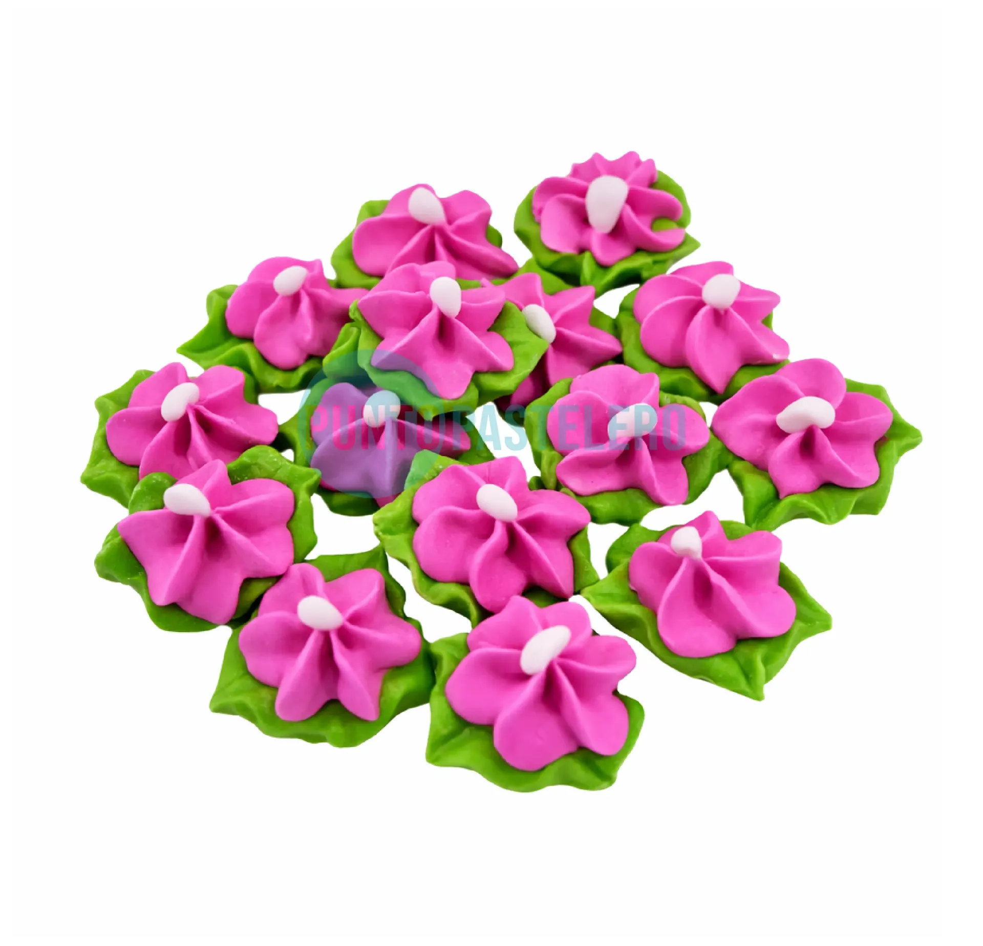 [29920306] FLOR DE AZUCAR DURAZNO MEDIANA ROSA N° 9 (CON HOJA) (X 50 U.)