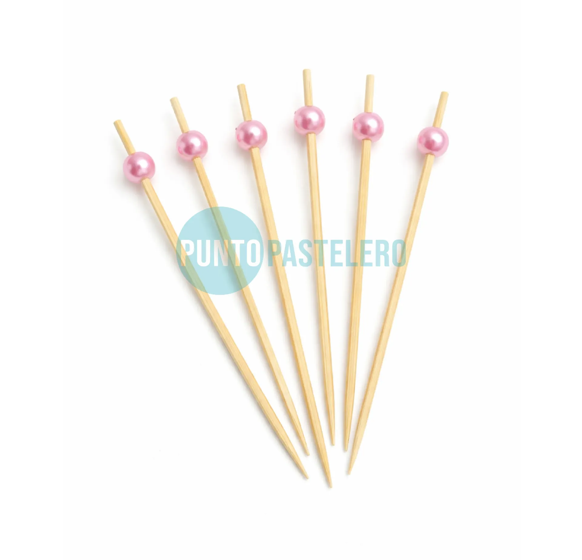PINCHE MADERA PERLAS ROSA GOLD CATERING (12 CM) (50 U.) (PARTY STORE)