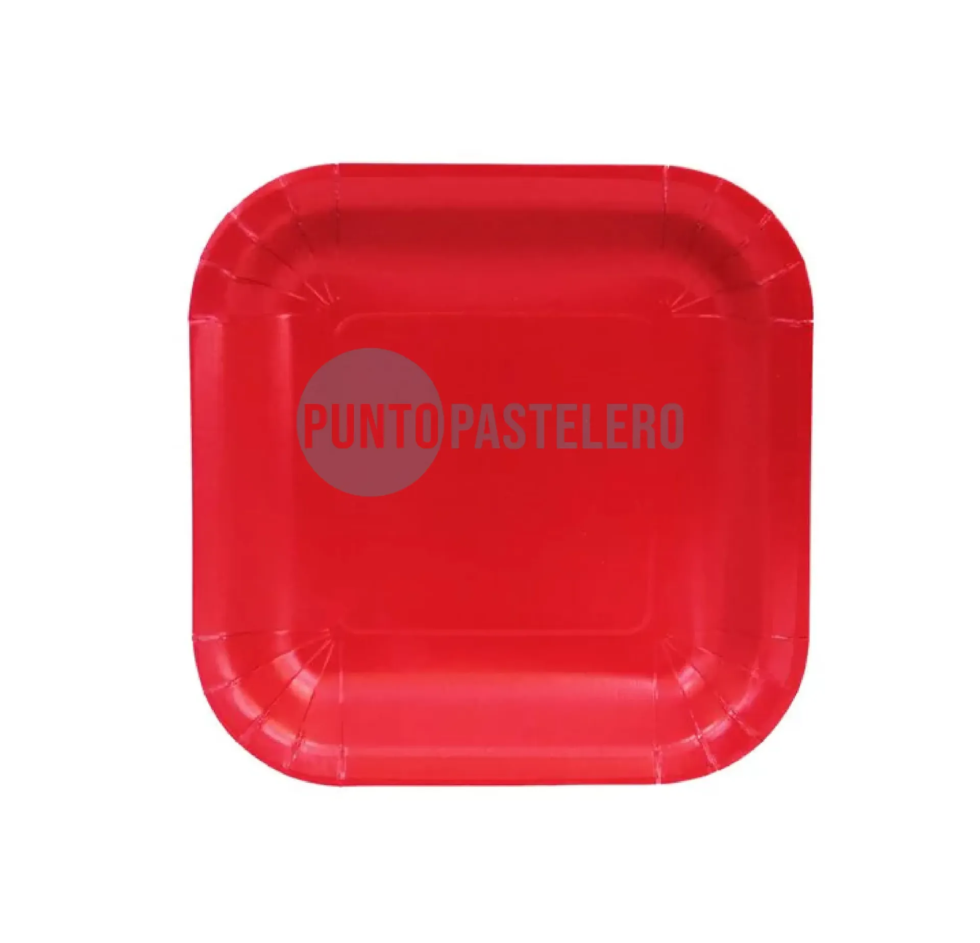 PLATO POLIPAPEL CUADRADO CARTON ROJO (8 U.)